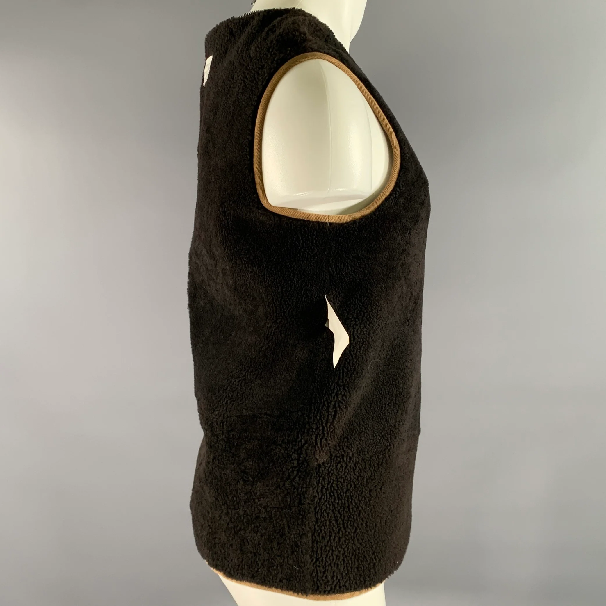 MAISON MARTIN MARGIELA Size M Brown Reversible Shearling Full Zip Vest - Image 6