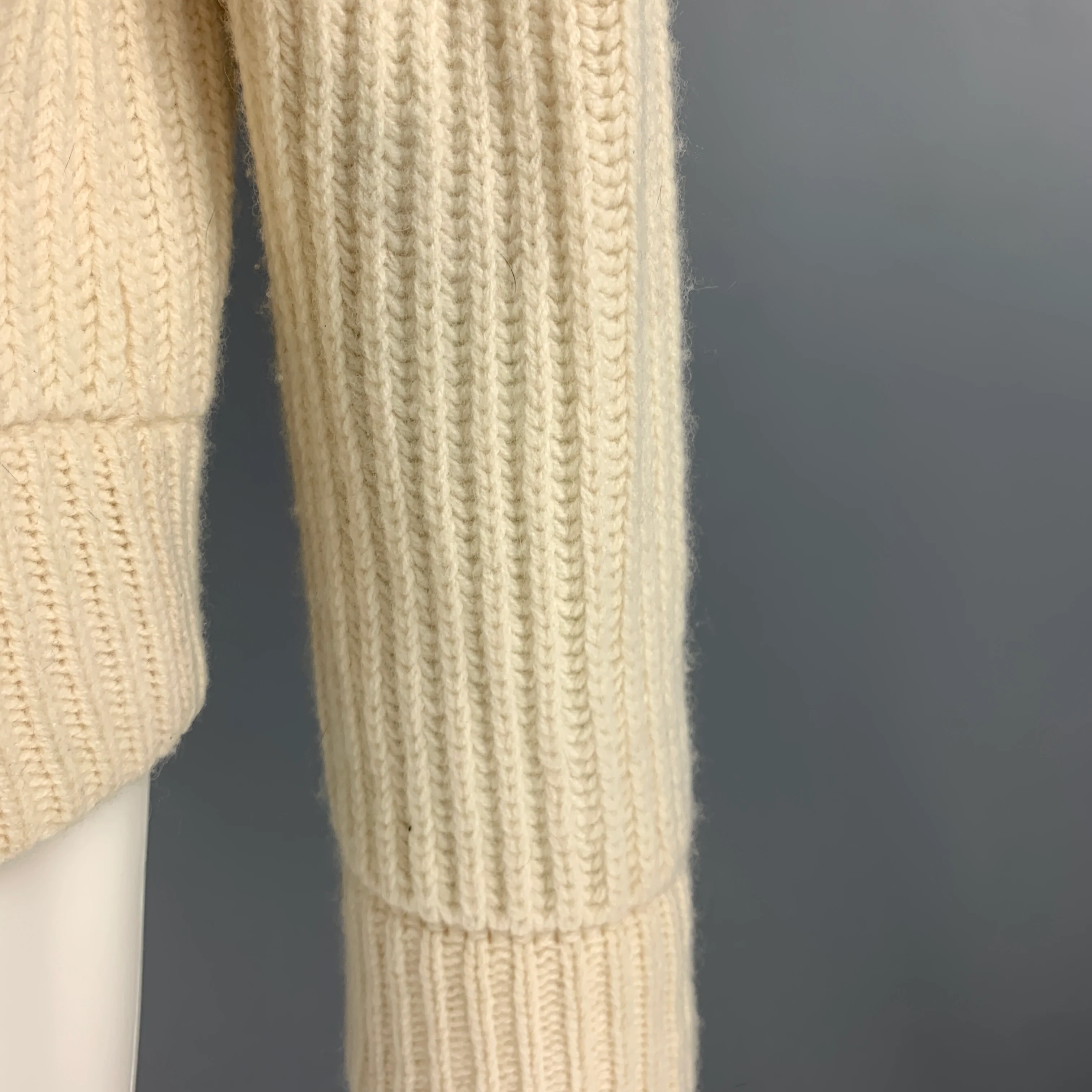 MAISON MARTIN MARGIELA Size M Cream Knit Wool Shawl Collar Cardigan - Image 4