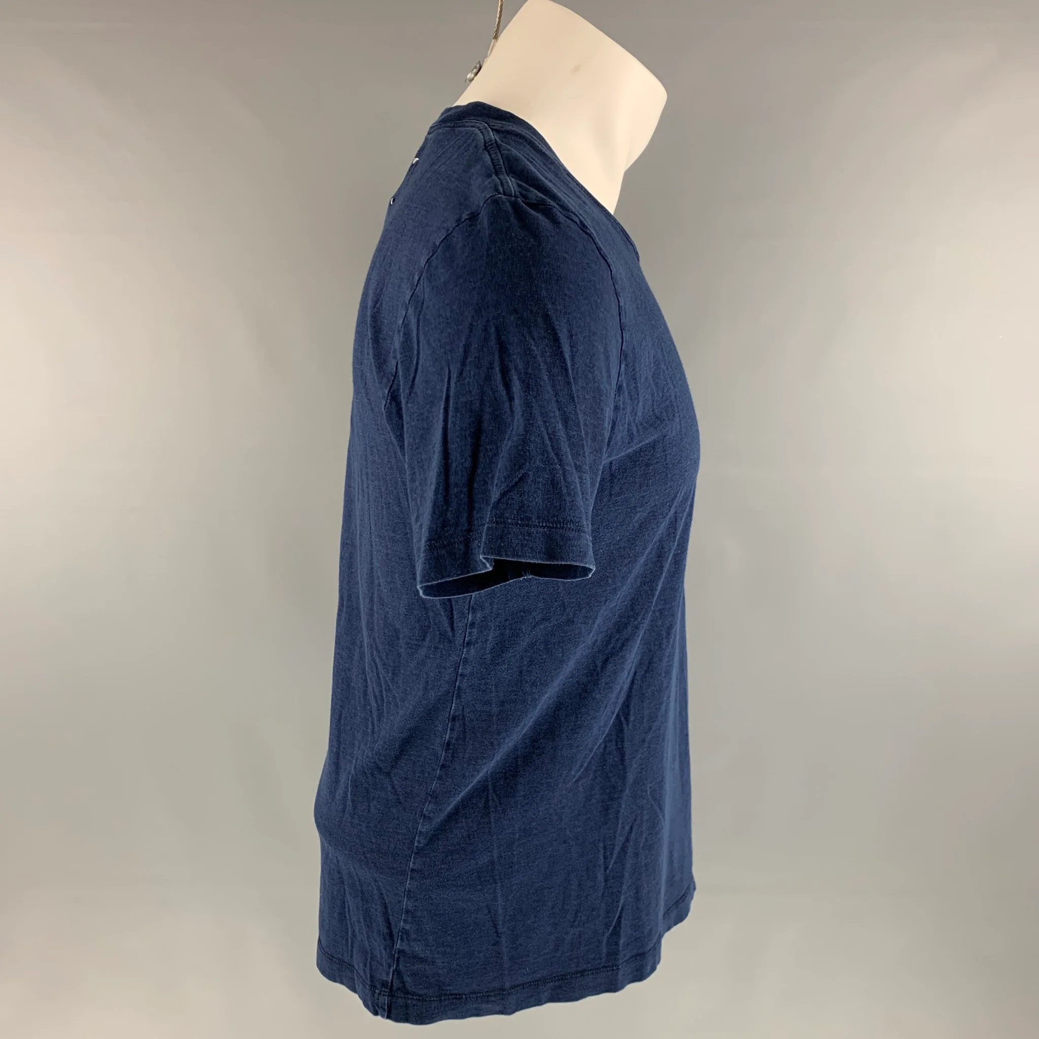 MAISON MARTIN MARGIELA Size M Navy Cotton Short Sleeve T-shirt - Image 2