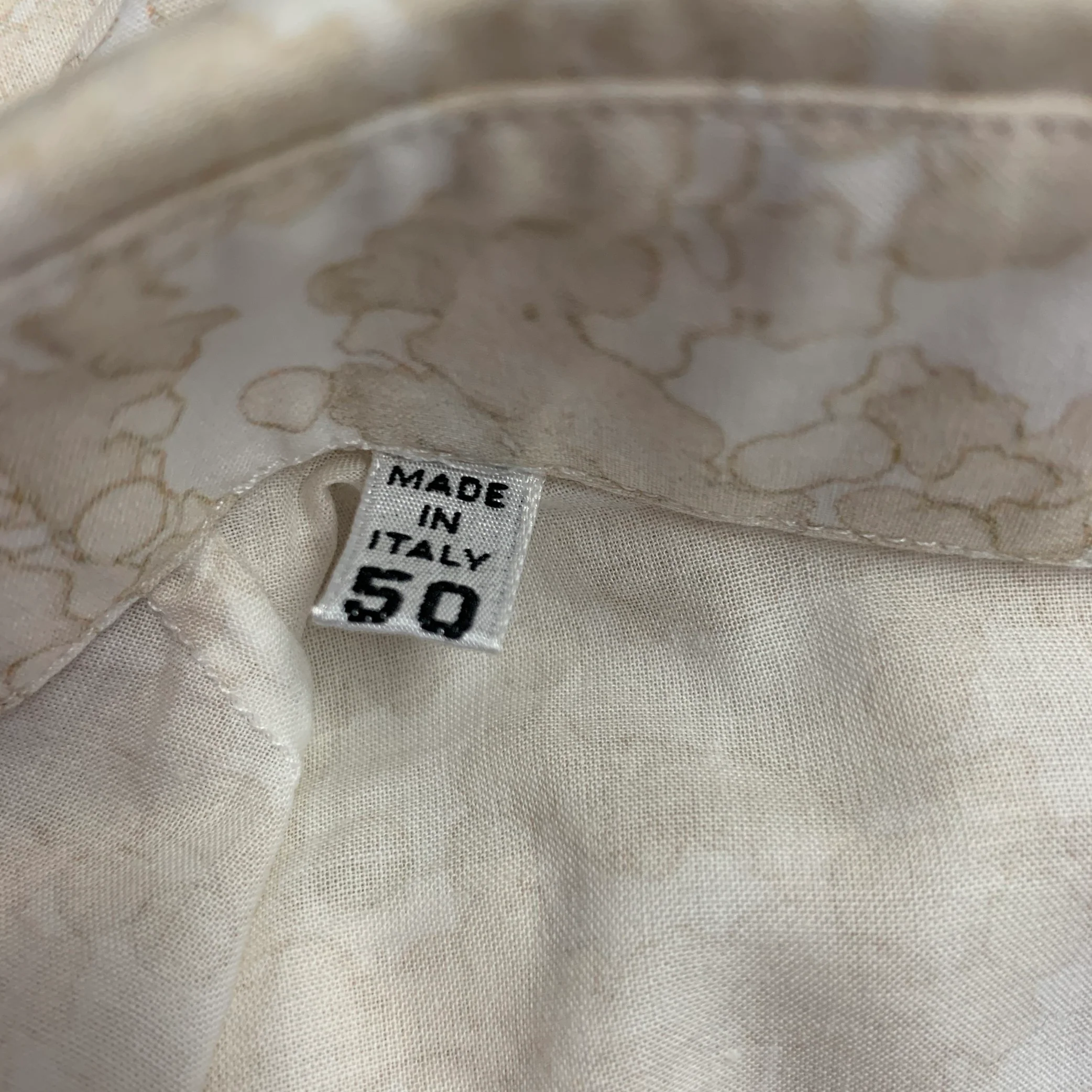 MAISON MARTIN MARGIELA Size M Off White Beige Marbled Cotton Long Sleeve Shirt - Image 6