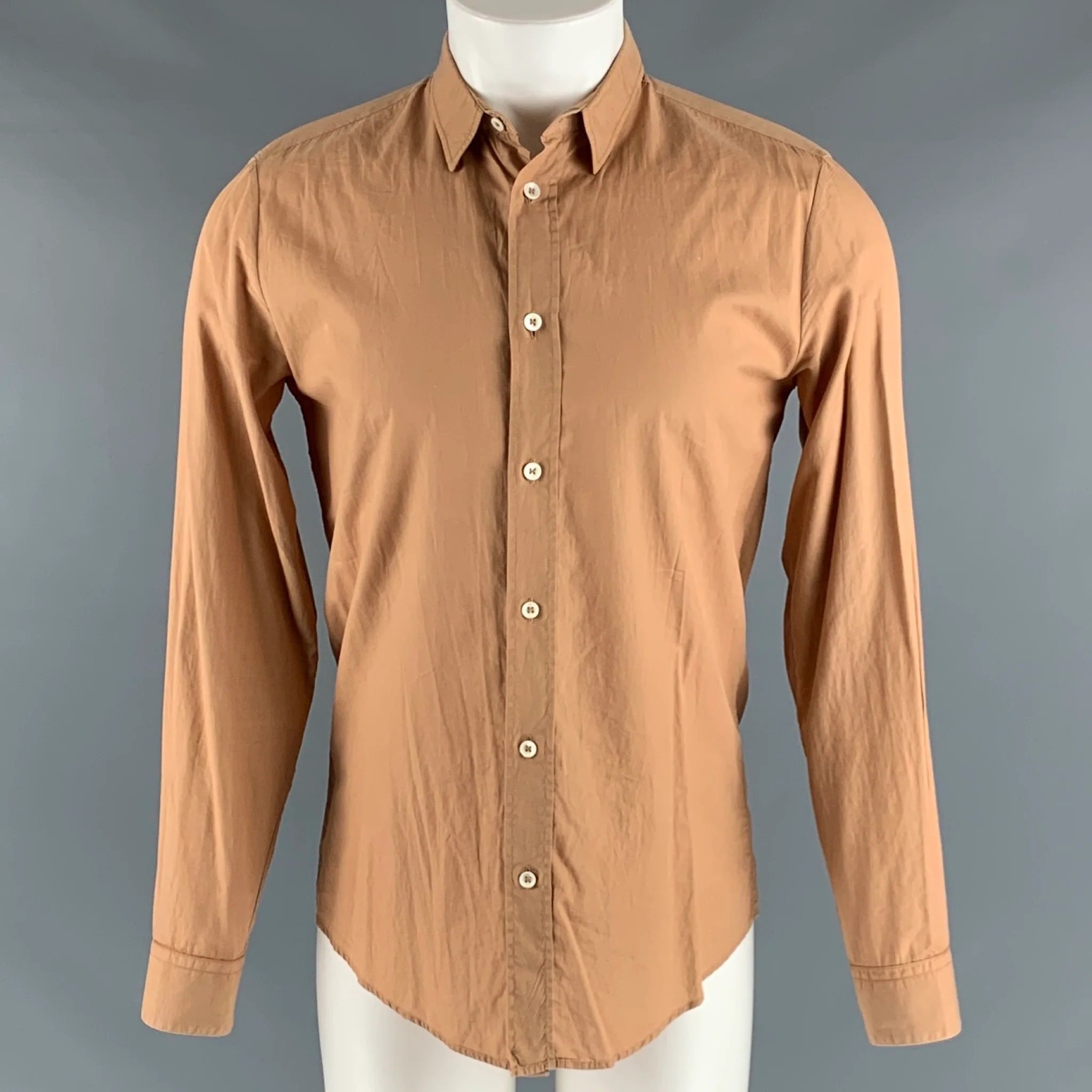 MAISON MARTIN MARGIELA Size S Orange Cotton Slim Fit Long Sleeve Shirt