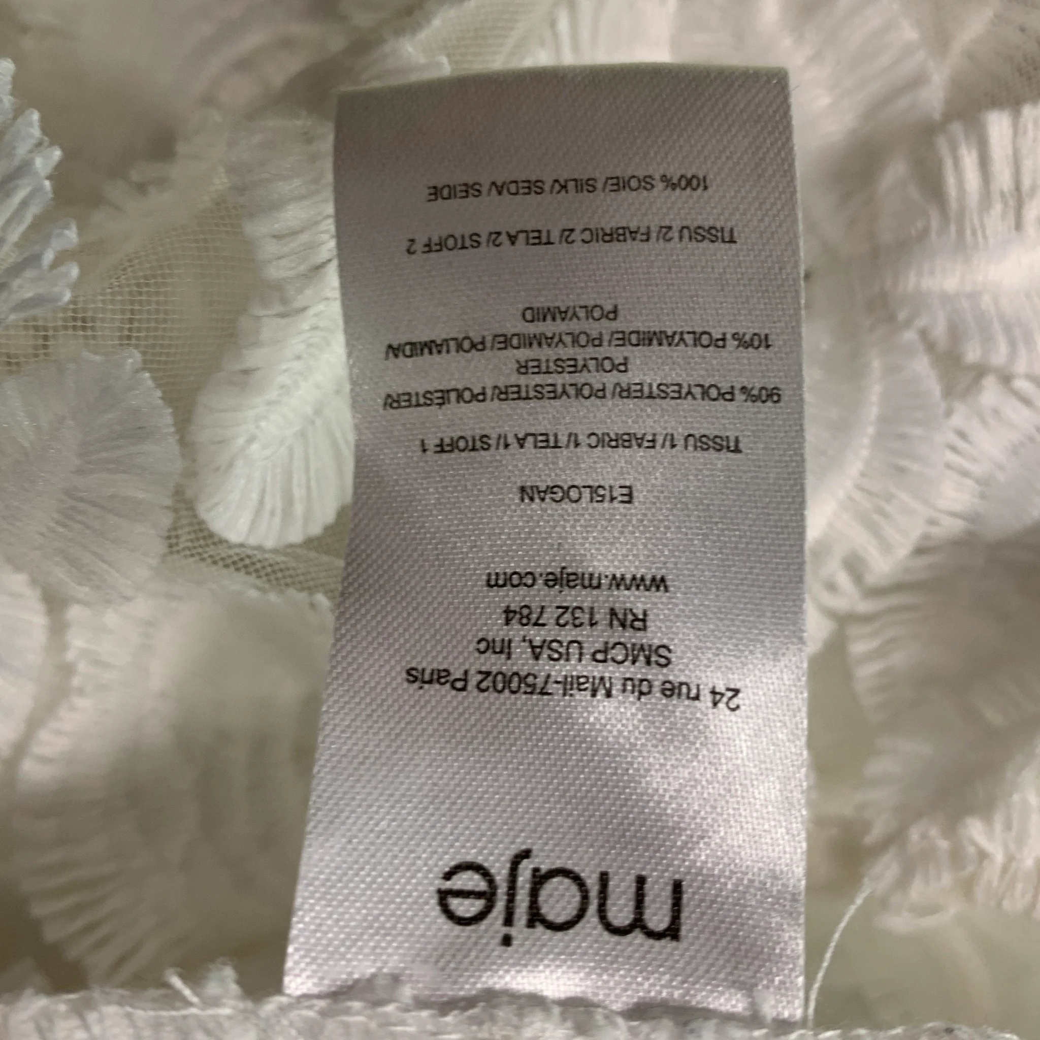 MAJE Size M White Polyester Blend Lace Raglan 3/4 Dress Top - Image 5