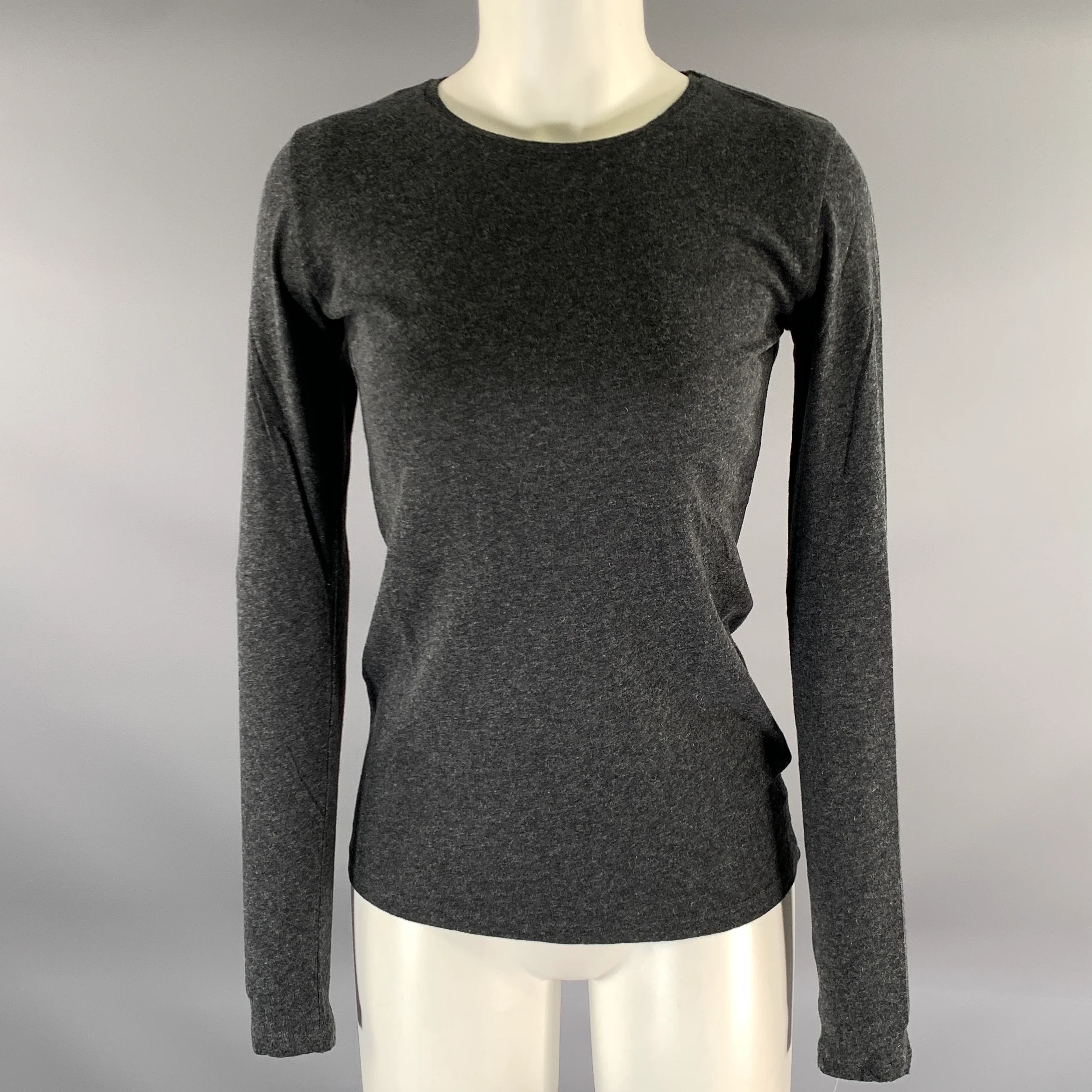 MAJESTIC FILATURES Size S Grey Cotton Cashmere Long Sleeve T-shirt