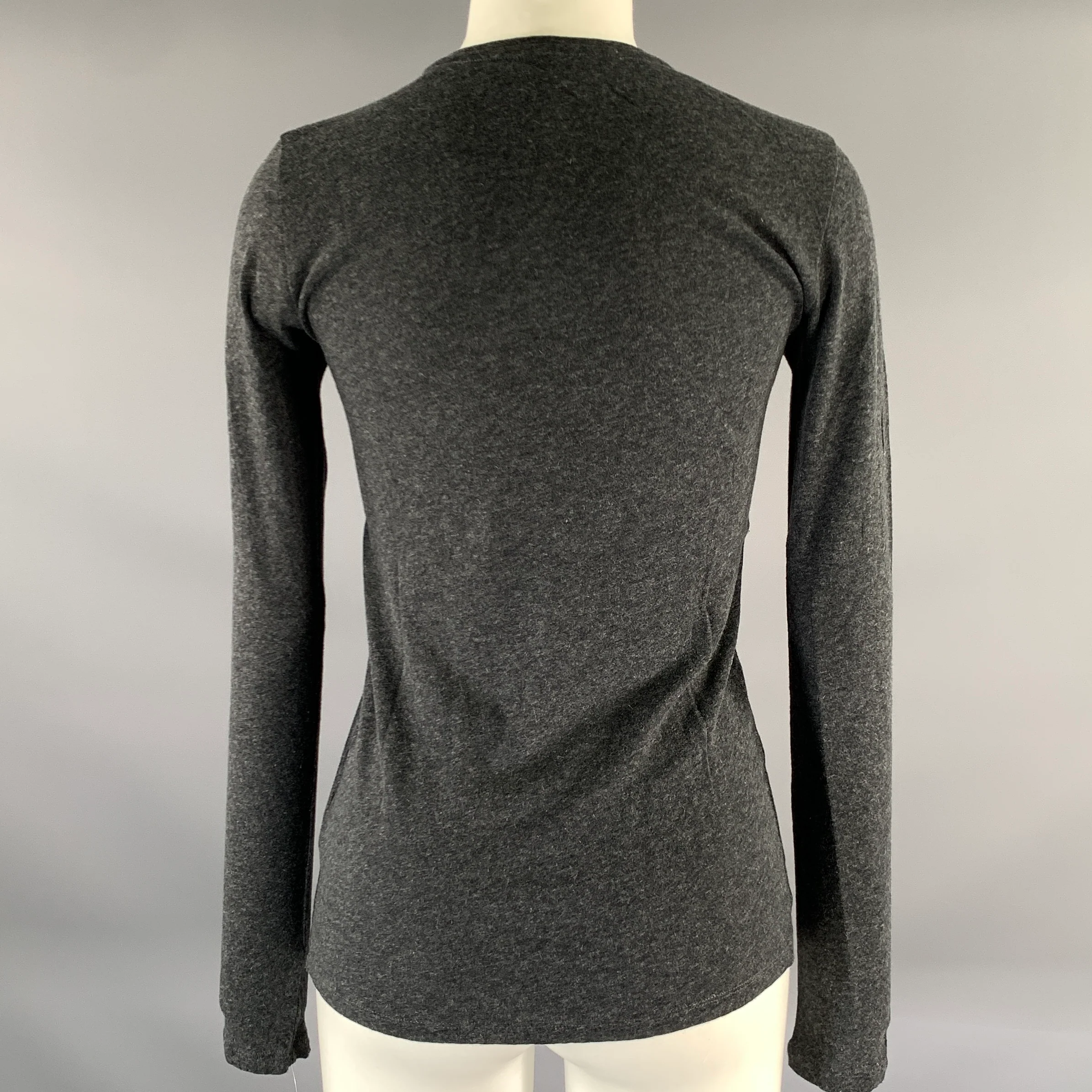 MAJESTIC FILATURES Size S Grey Cotton Cashmere Long Sleeve T-shirt - Image 4