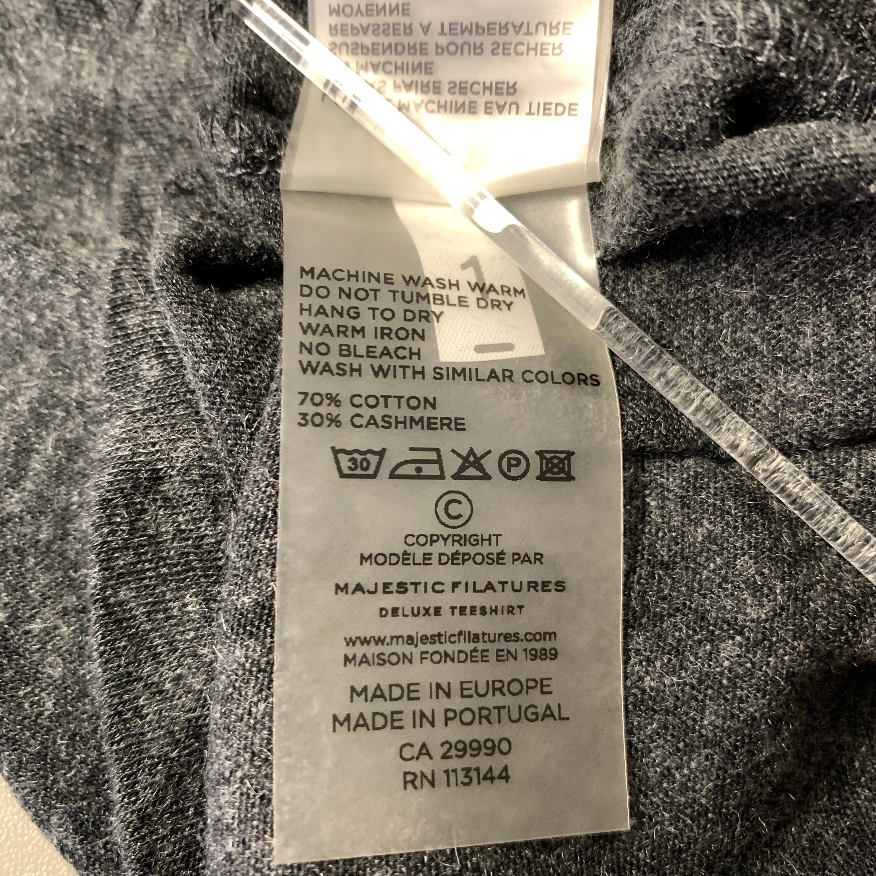 MAJESTIC FILATURES Size S Grey Cotton Cashmere Long Sleeve T-shirt - Image 7