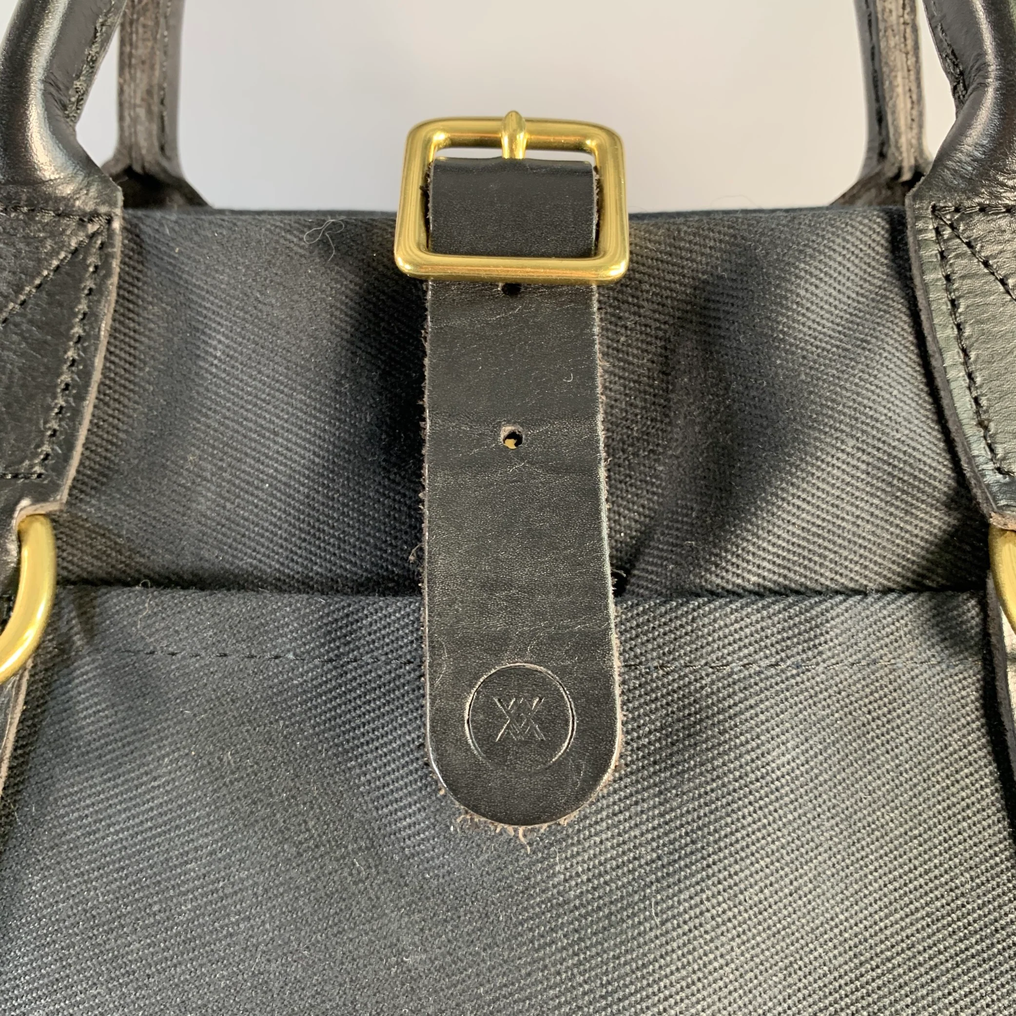 MALLE LONDON Black Canvas Leather Trim Handbag - Image 2