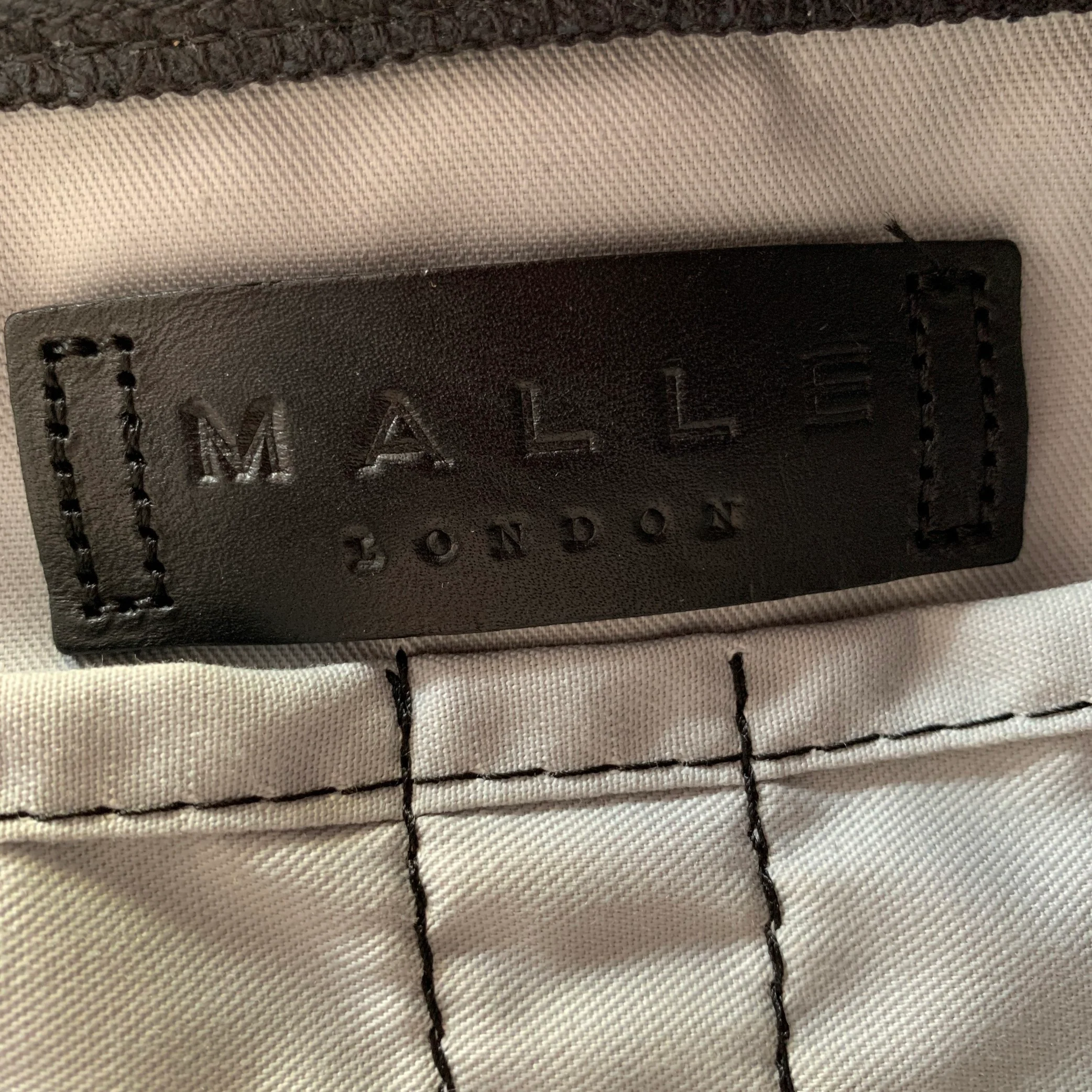 MALLE LONDON Black Canvas Leather Trim Handbag - Image 6