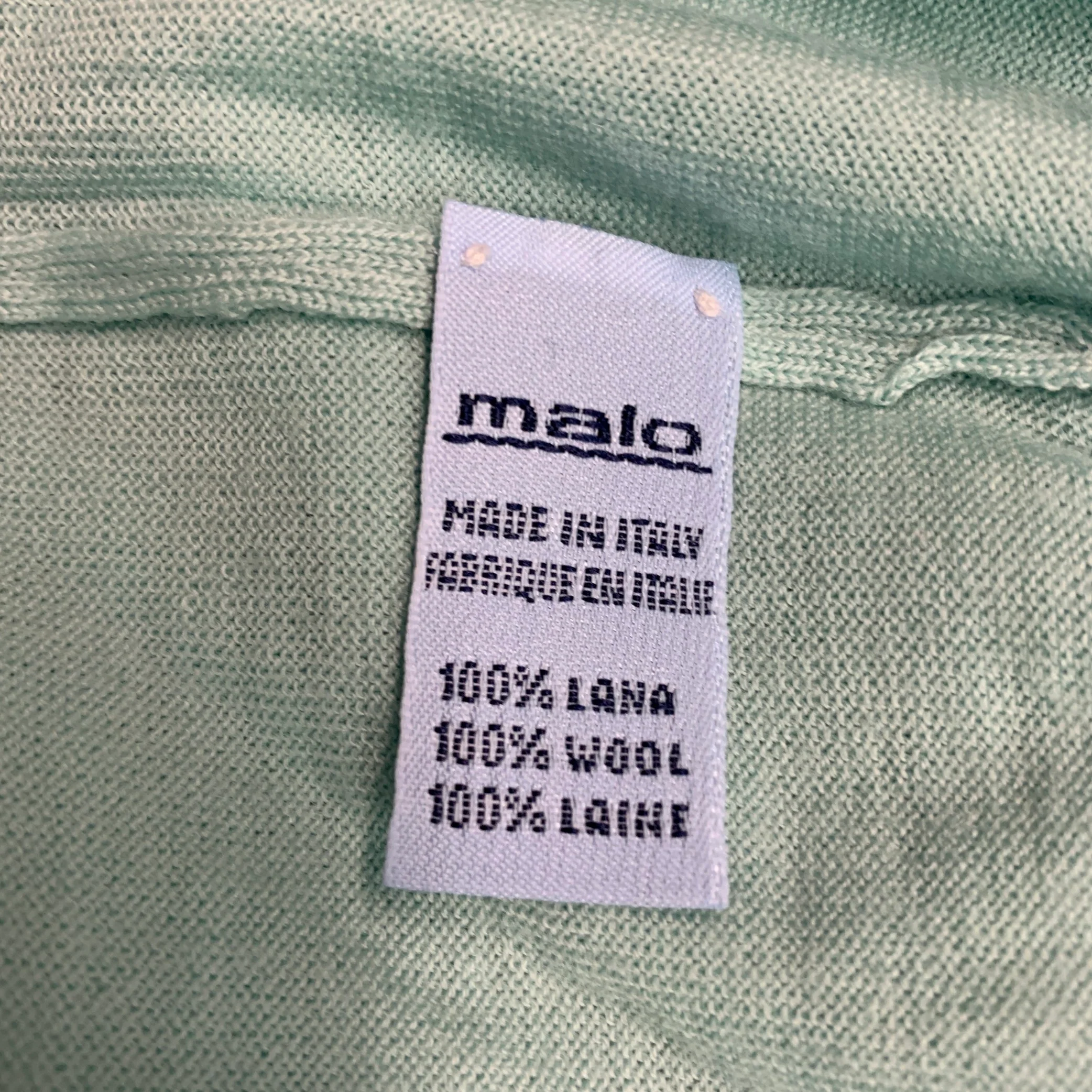 MALO Size XXL Mint Green Knit Wool Polo Pullover - Image 6