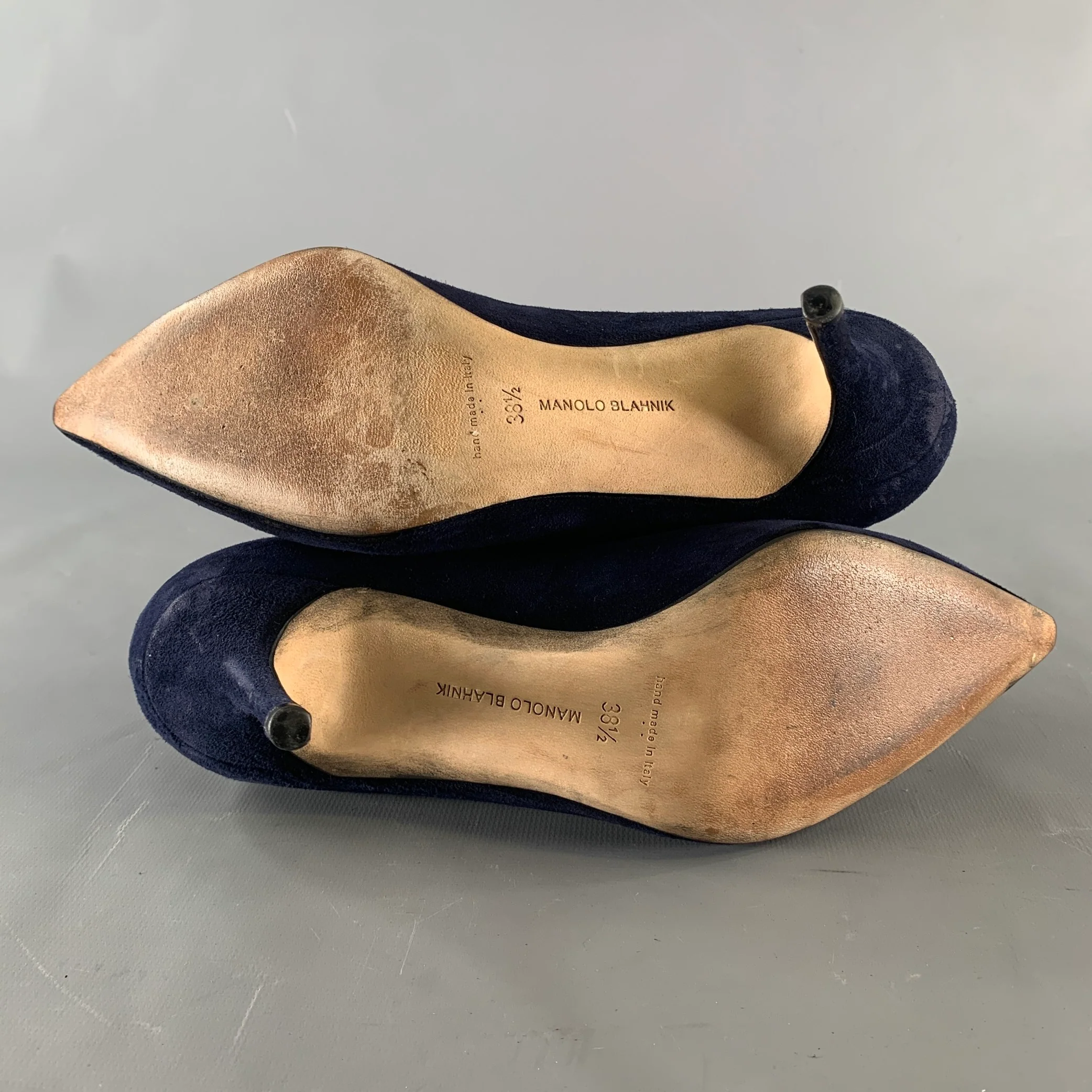 MANOLO BLAHNIK Size 8.5 Navy Suede Pointed Toe Pumps - Image 6