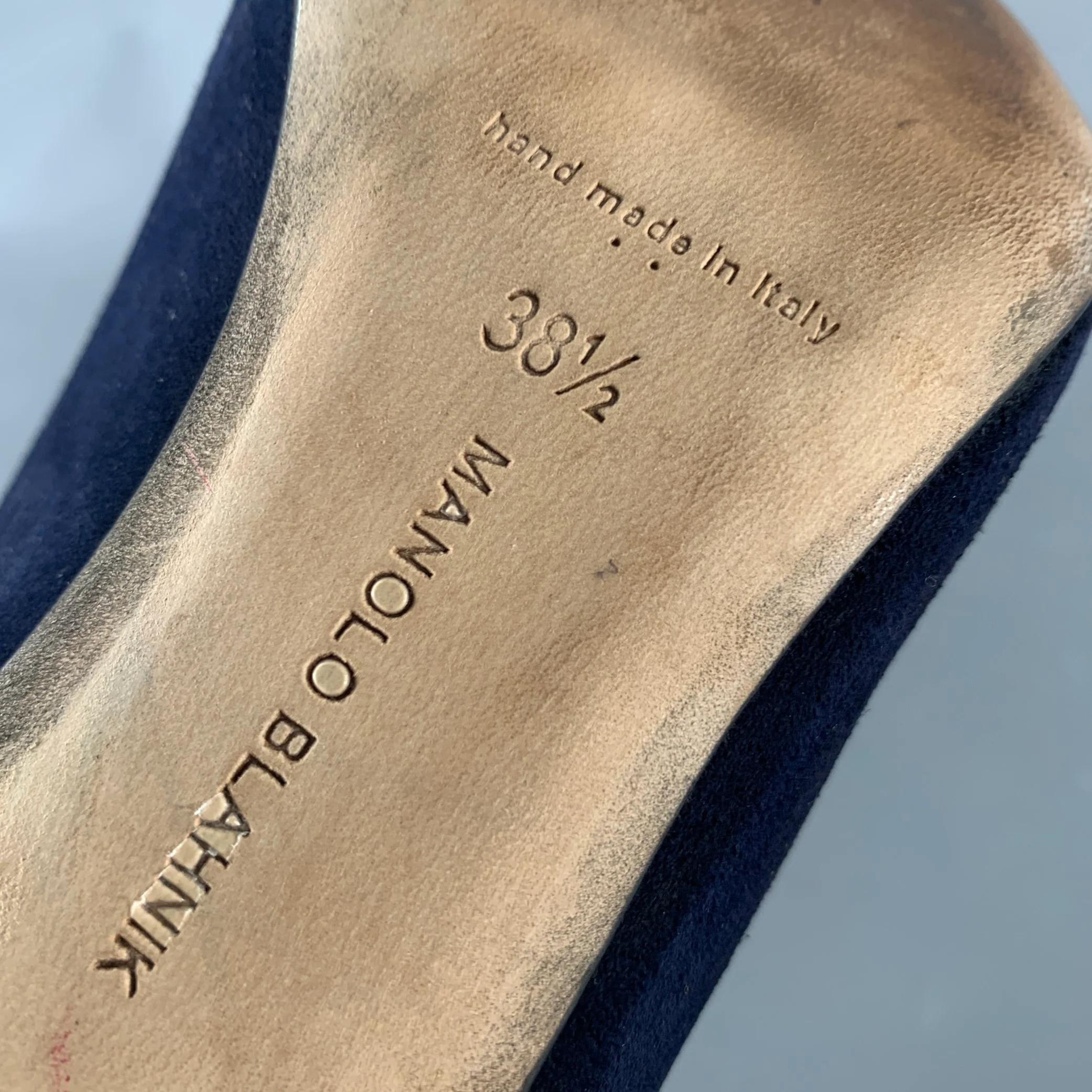 MANOLO BLAHNIK Size 8.5 Navy Suede Pointed Toe Pumps - Image 7