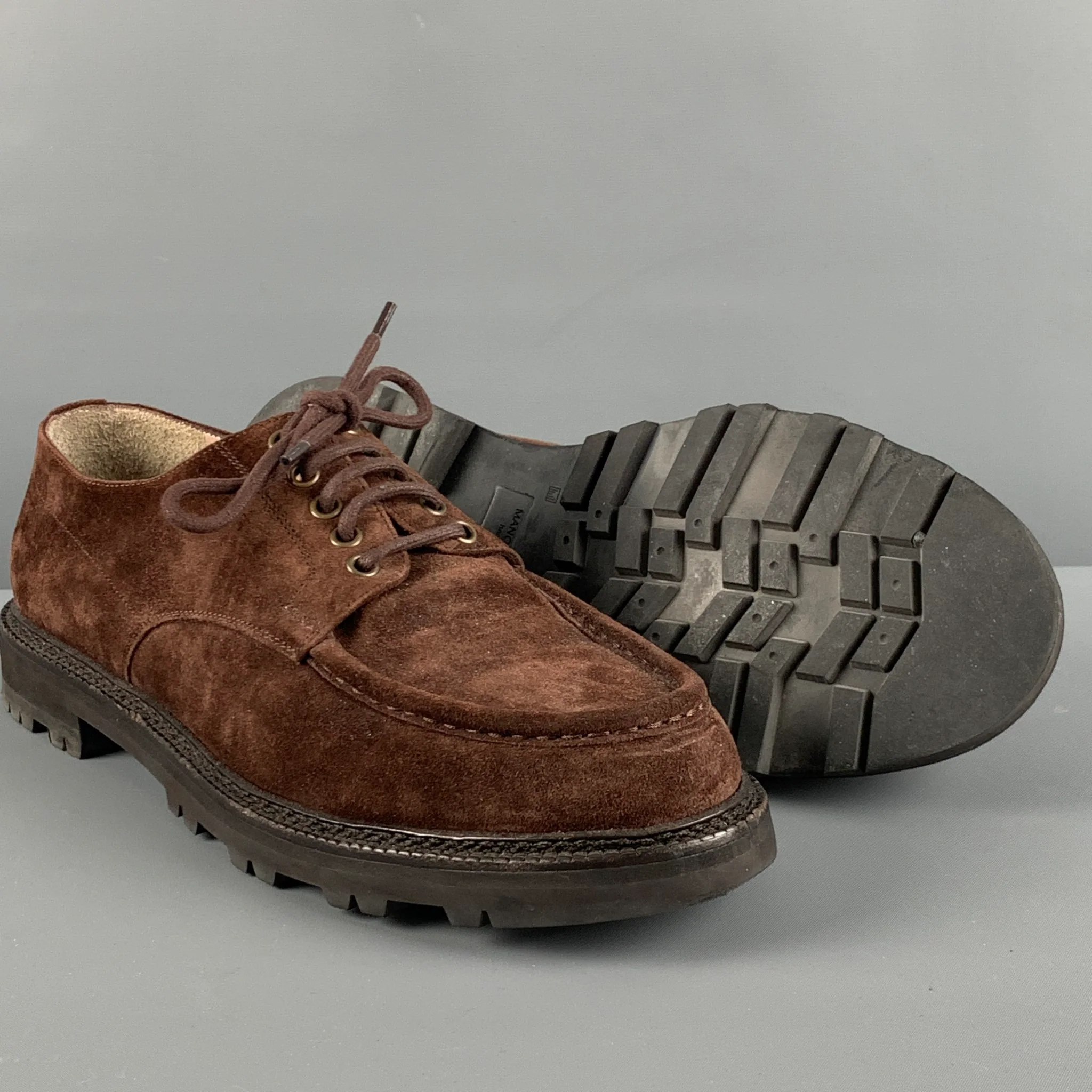 MANOLO BLAHNIK Size 9.5 Brown Suede Lace Up Shoes - Image 5