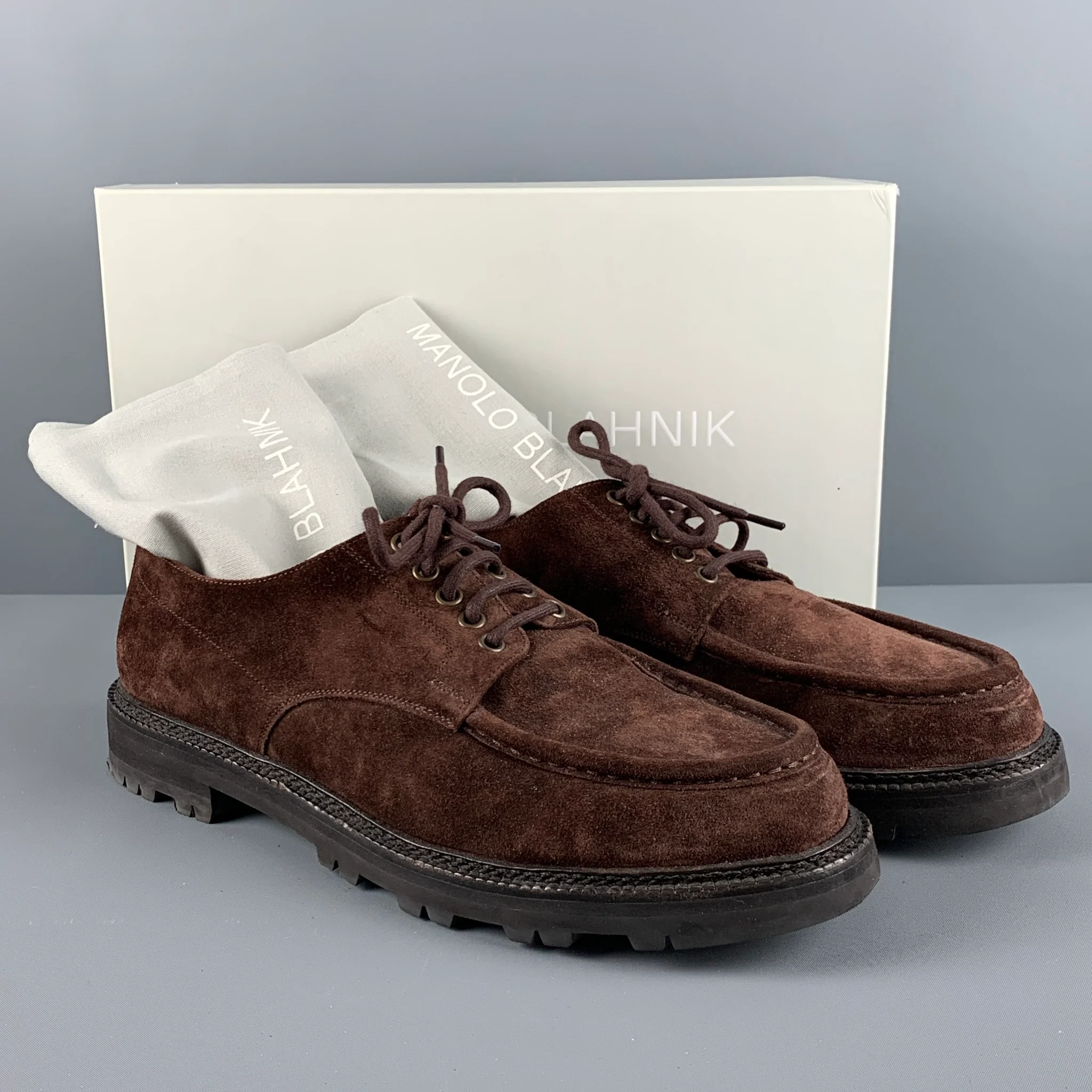 MANOLO BLAHNIK Size 9.5 Brown Suede Lace Up Shoes - Image 7