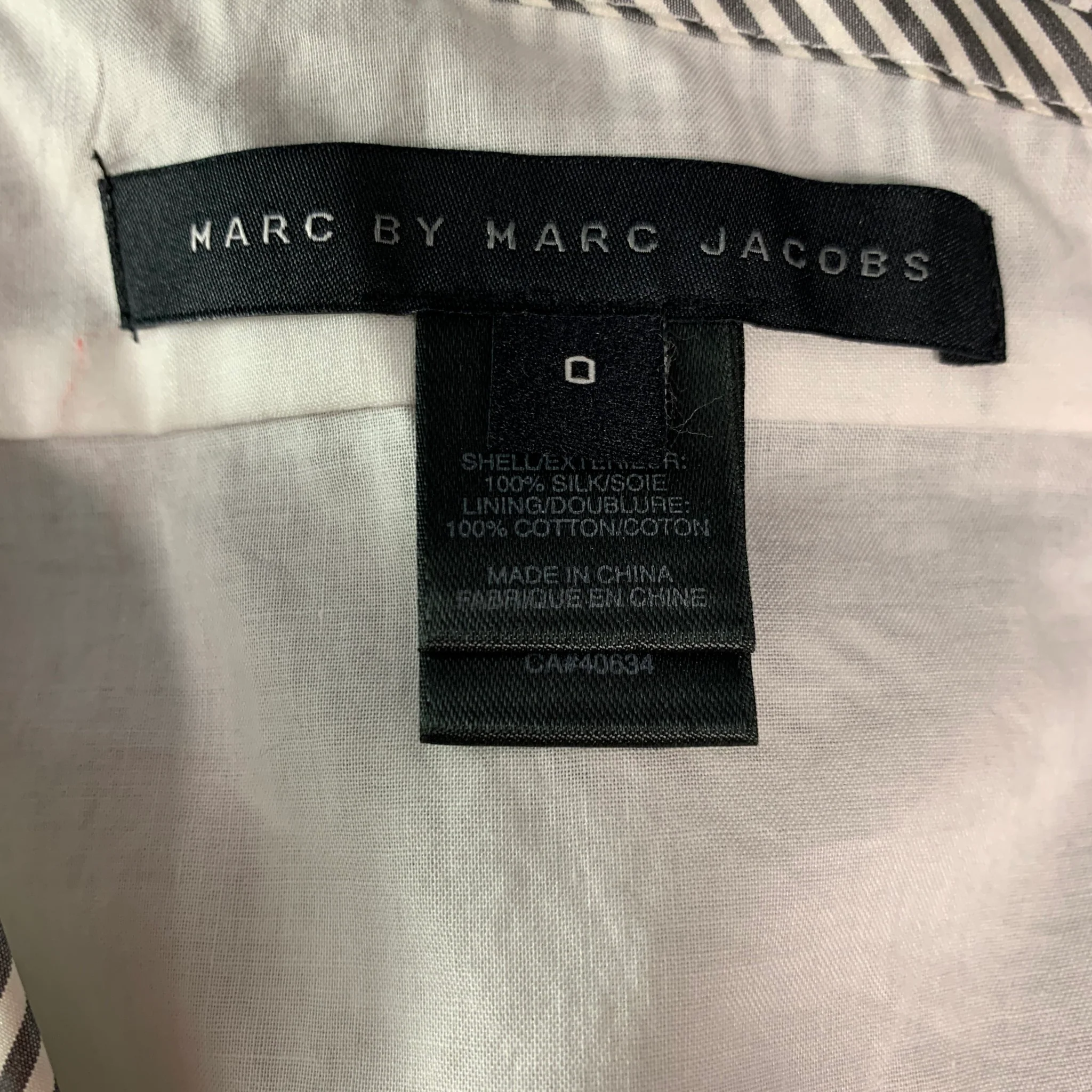 MARC by MARC JACOBS Size 0 White & Gray Silk Stripe Spaghetti Straps Mini Dress - Image 4