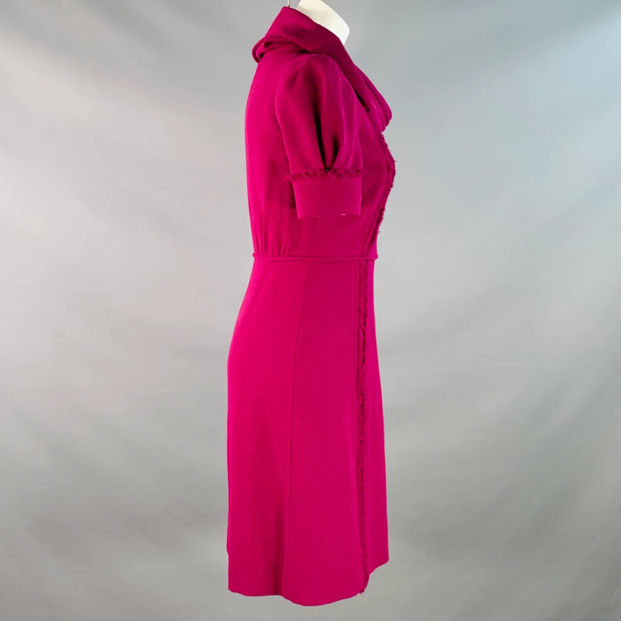 MARC by MARC JACOBS Size 2 Purple Wool Short Sleeve Raw Edge Dress - Image 3