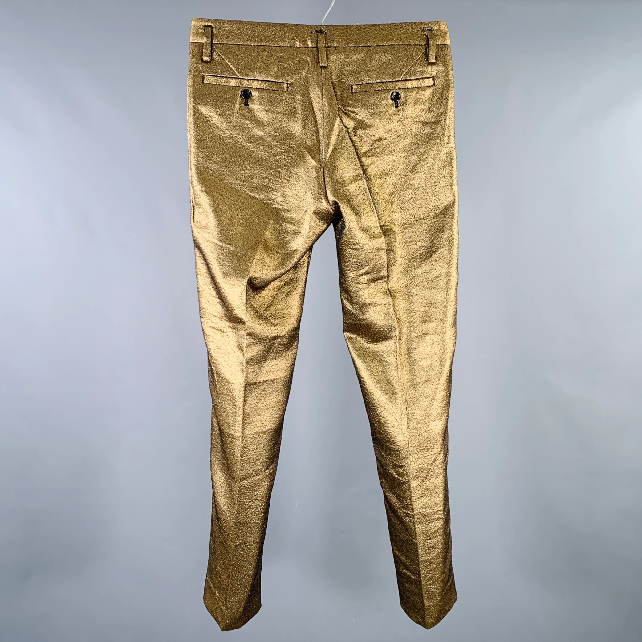 MARC by MARC JACOBS Size 30 Gold Metallic Polyester Blend Flat Front Dress Pants - Image 2