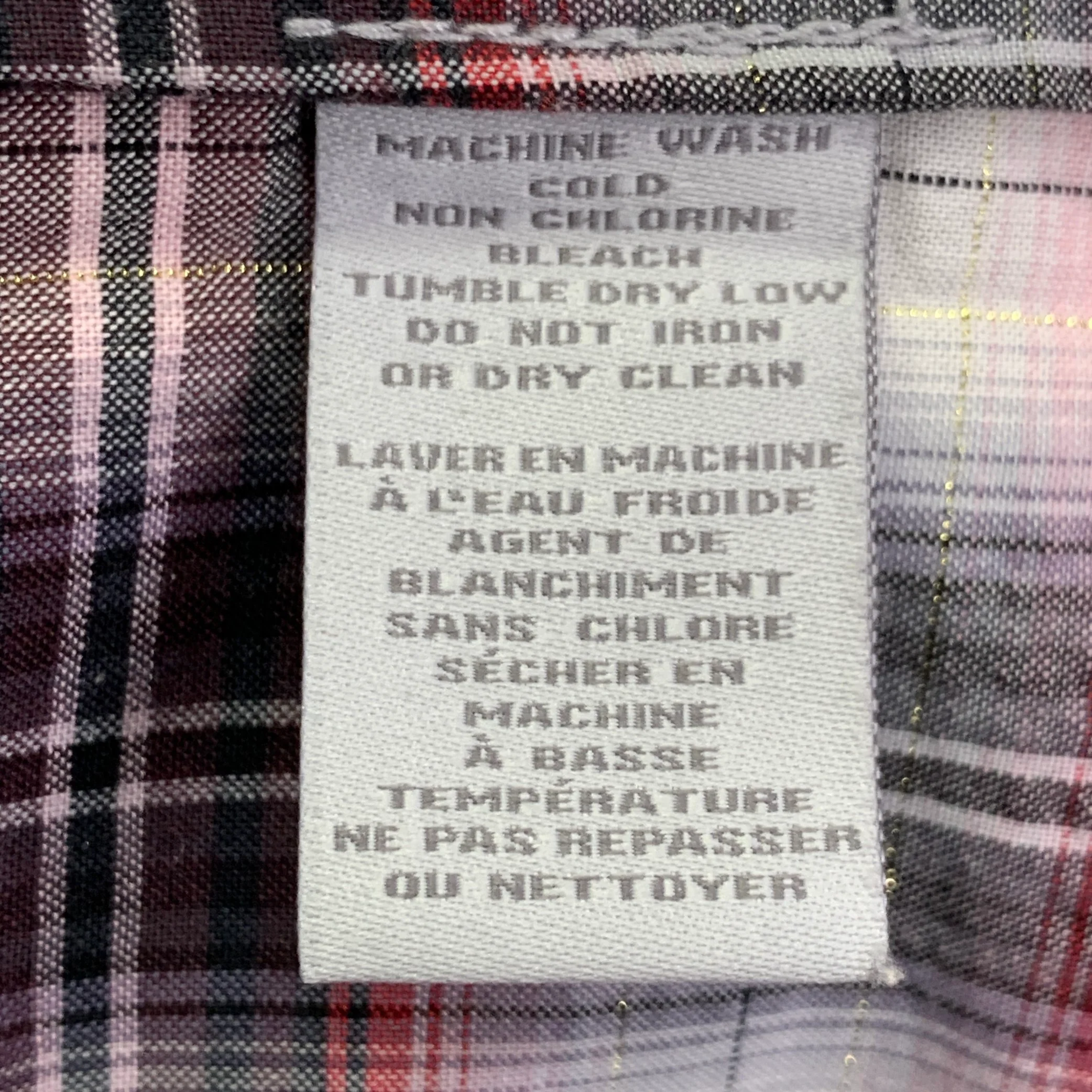 MARC by MARC JACOBS Size L Grey Red White Metallic Plaid Cotton Blend Long Sleeve Shirt - Image 7