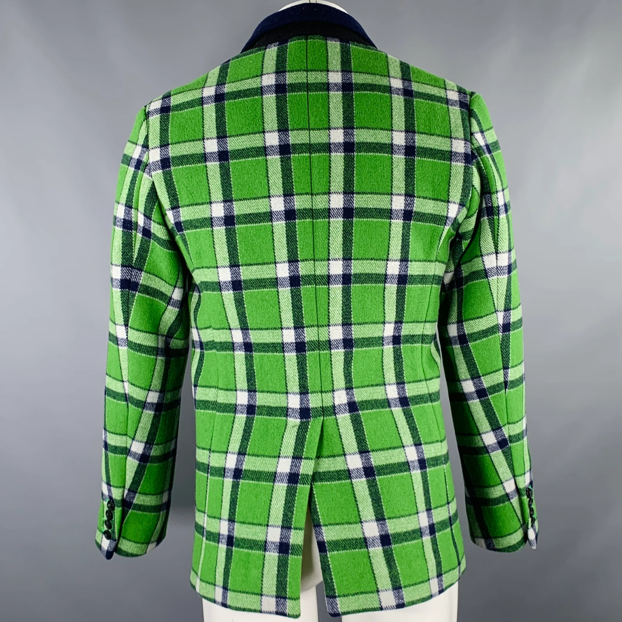 MARC by MARC JACOBS Size S Green Navy Plaid Wool Blend Sport Coat - Image 4