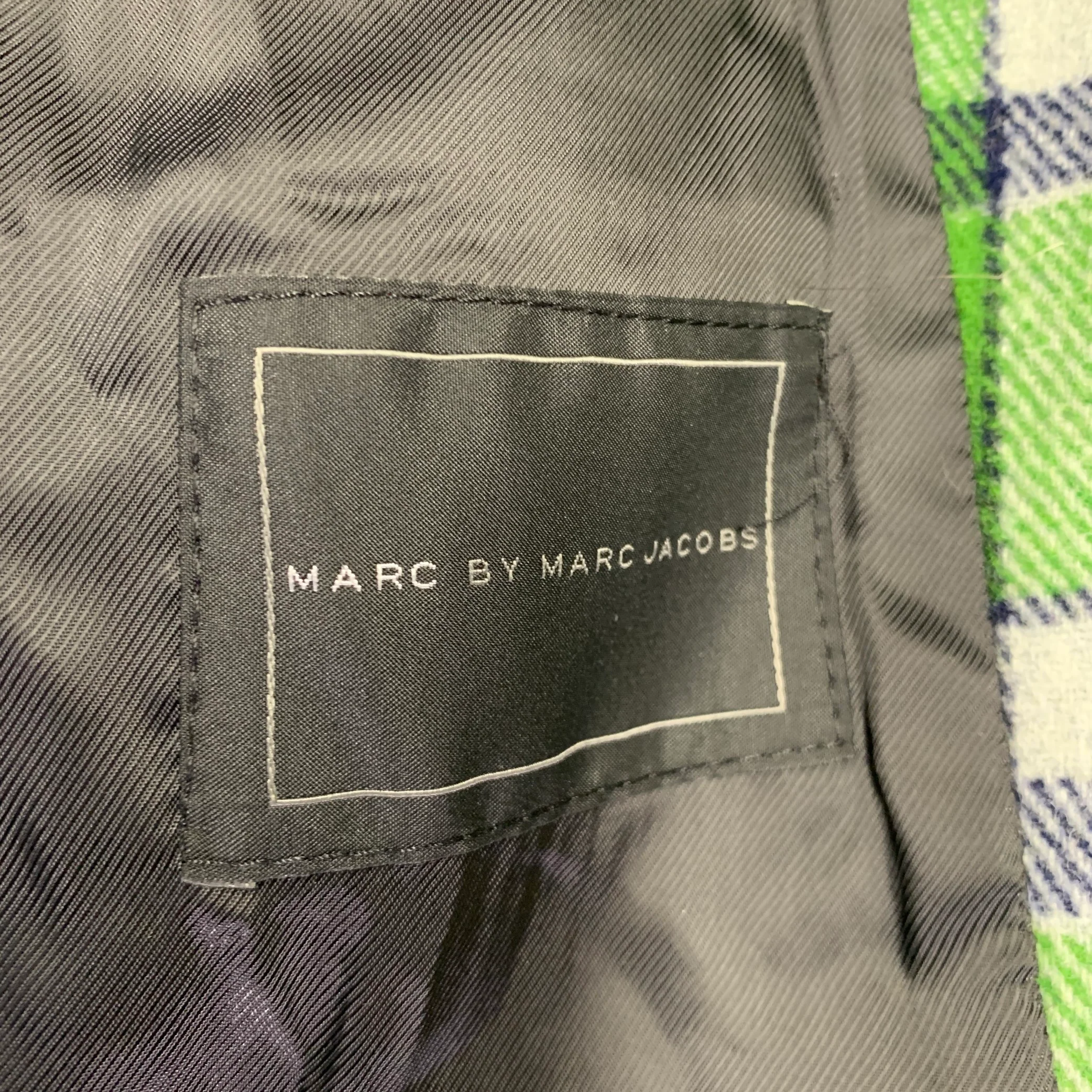 MARC by MARC JACOBS Size S Green Navy Plaid Wool Blend Sport Coat - Image 7