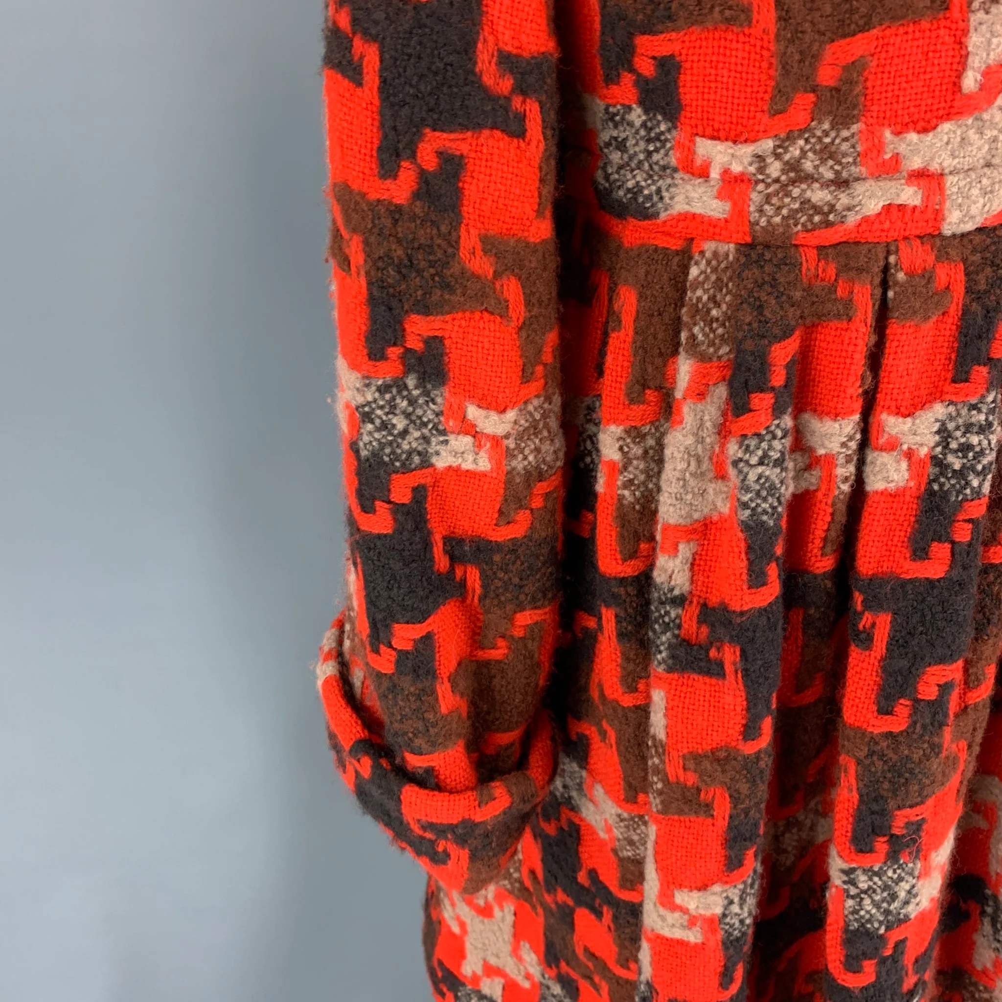 MARC by MARC JACOBS Size XS Orange Brown Wool Blend Tweed A-Line Coat - Image 4
