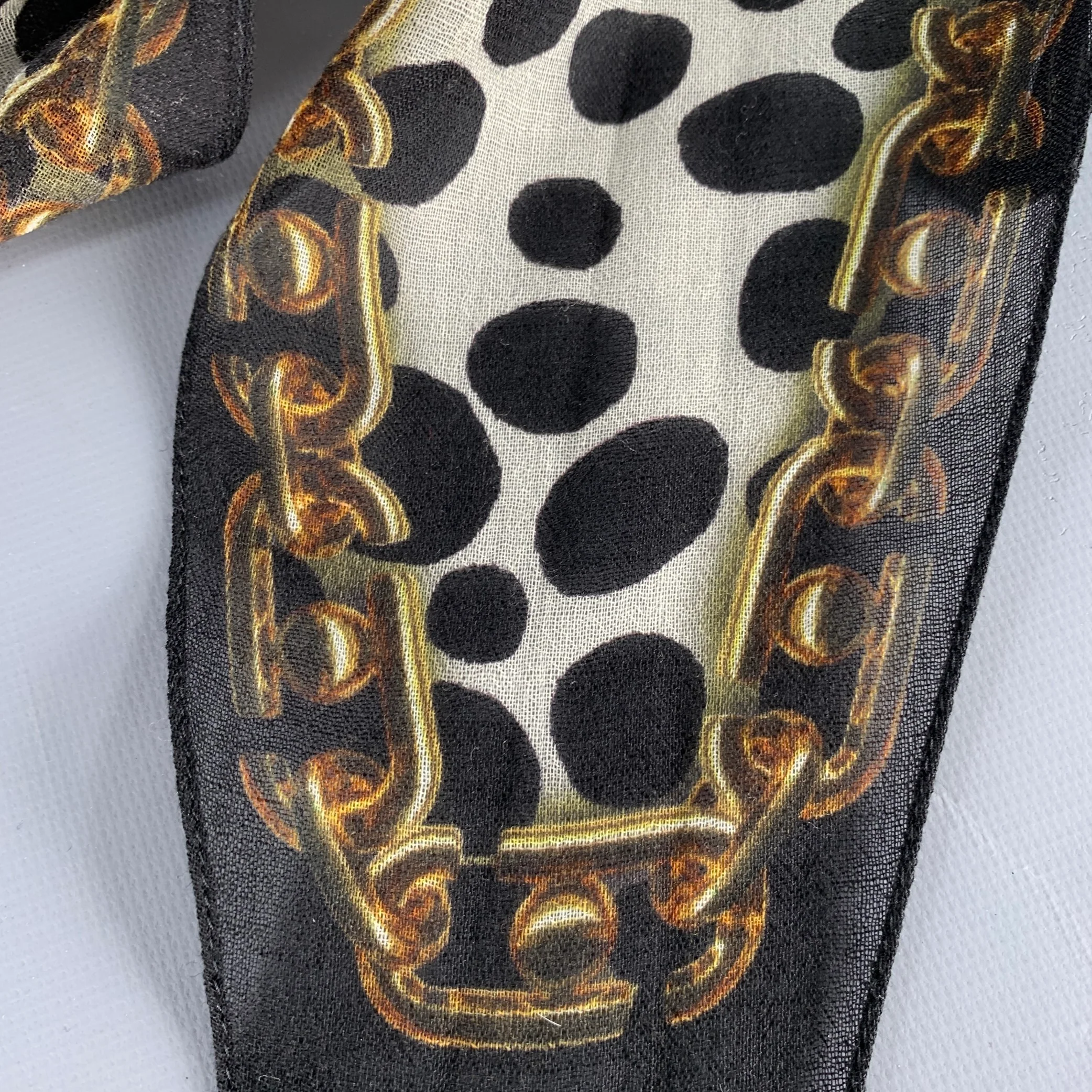 MARC JACOBS Black White Brown Dots Chain Scarf - Image 2