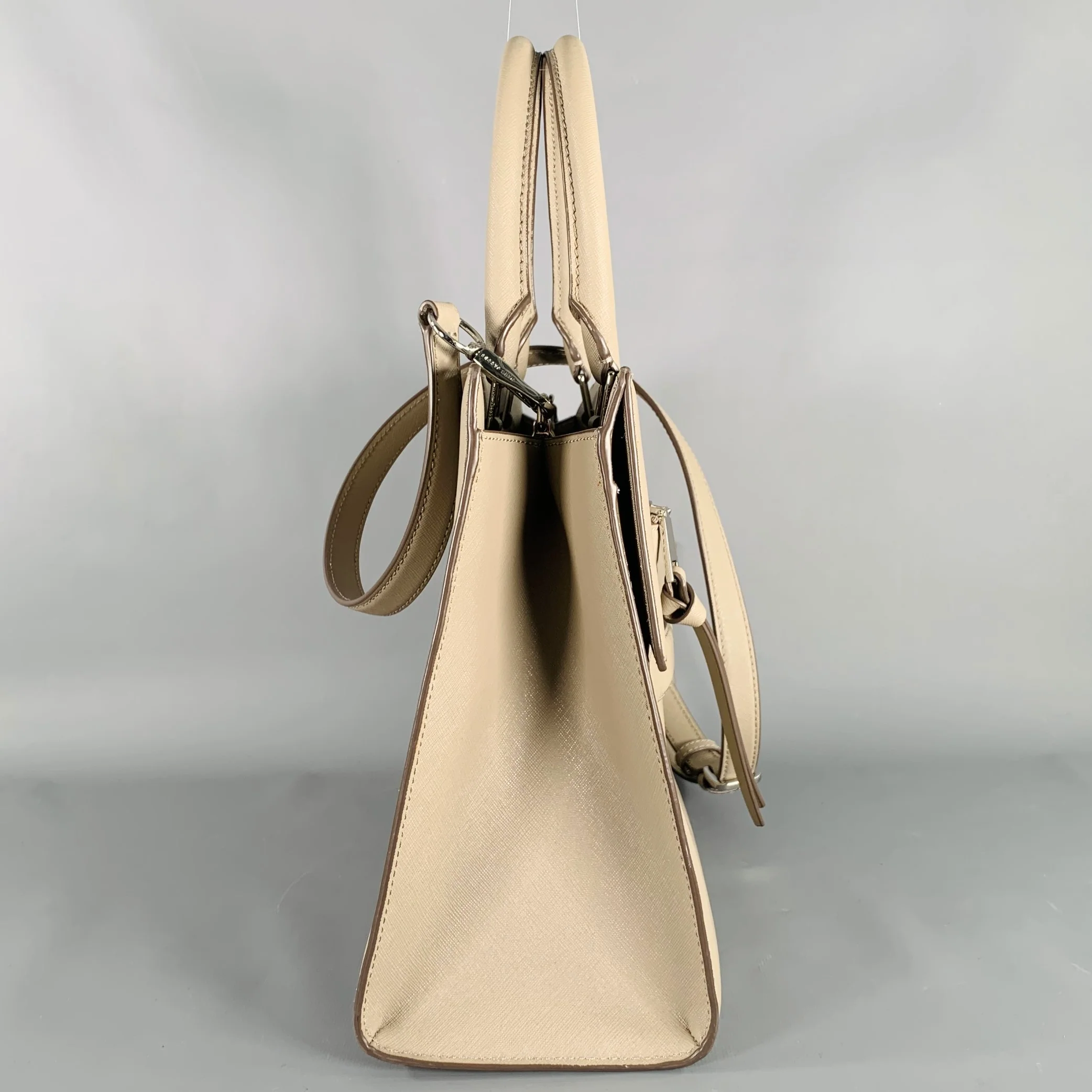 MARC JACOBS Grey Taupe Leather Handbag - Image 3