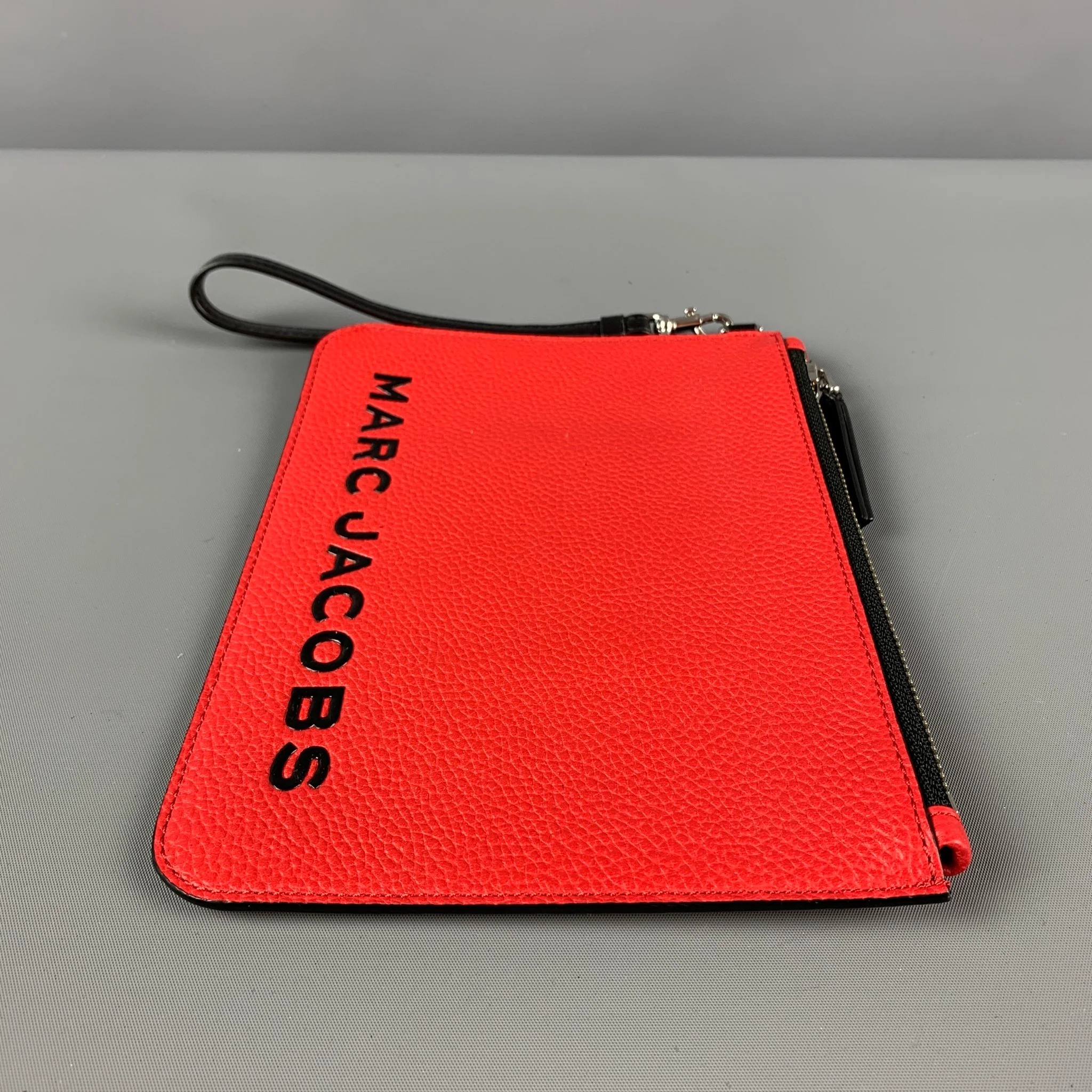 MARC JACOBS Red Black Logo Leather Wristlet Handbag - Image 2