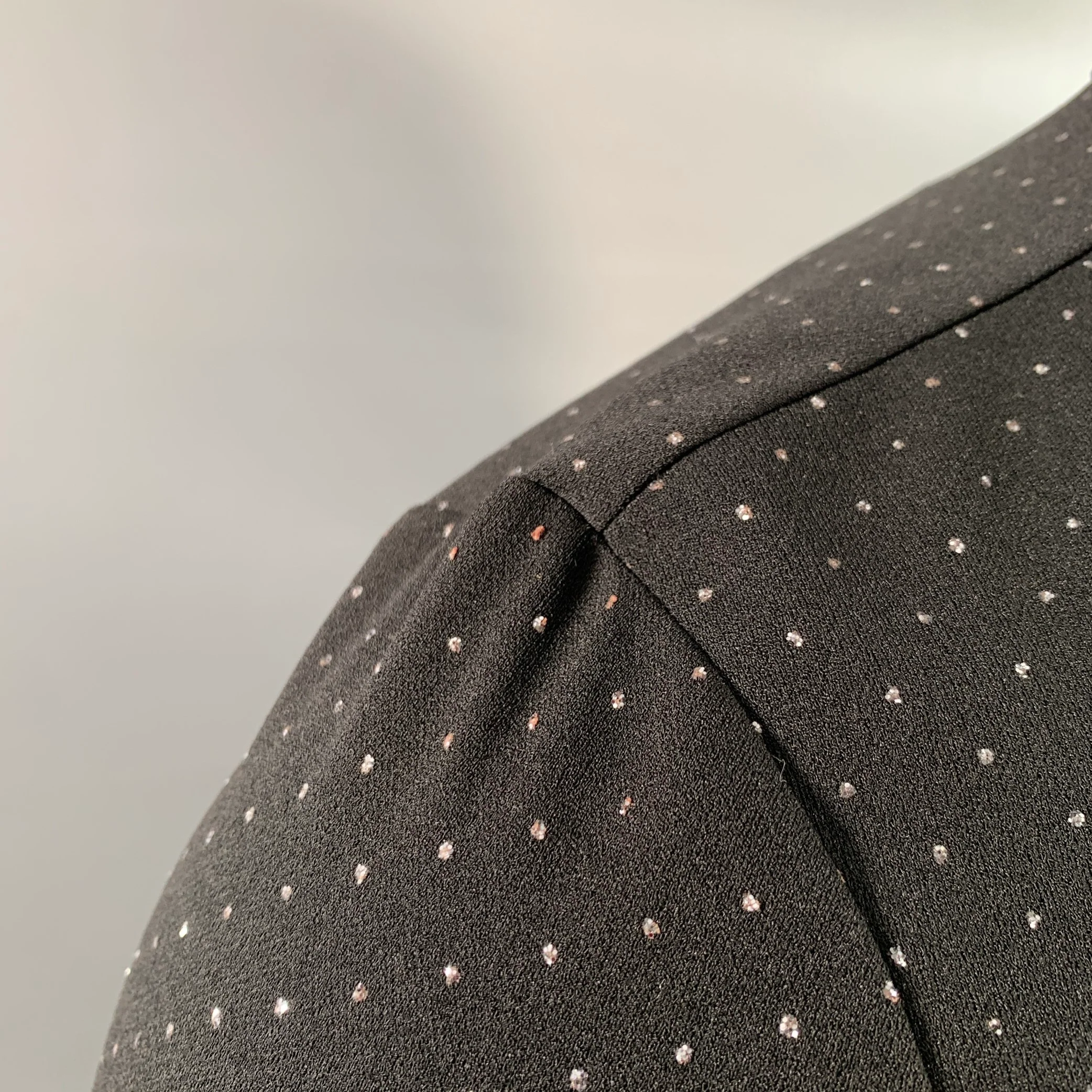 MARC JACOBS RUNWAY Size 10 Black Silver Dots Long Sleeve High Neck Bow A-Line Dress - Image 6