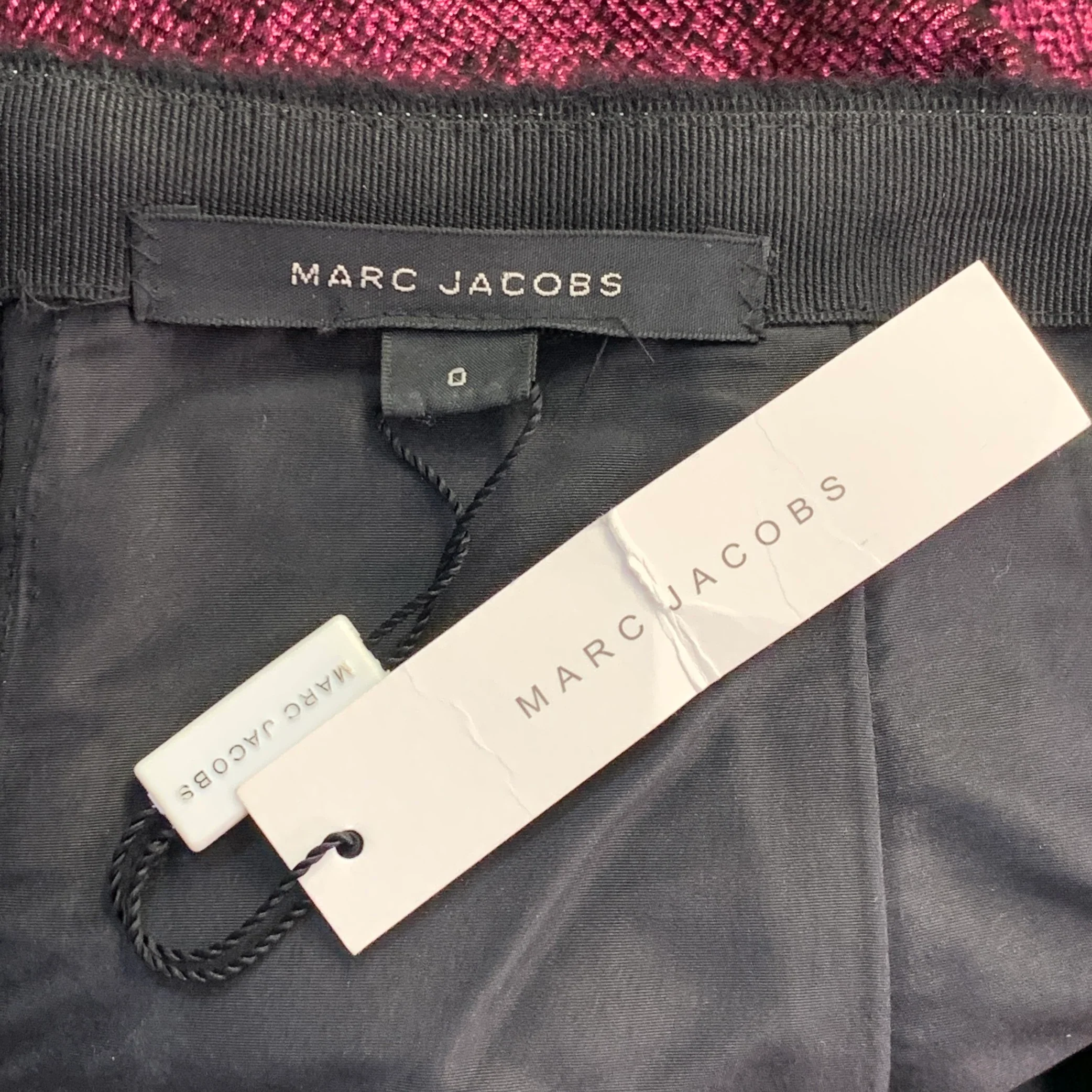 MARC JACOBS Size 0 Pink Black Polyester Woven A-Line Knee Length Skirt - Image 4