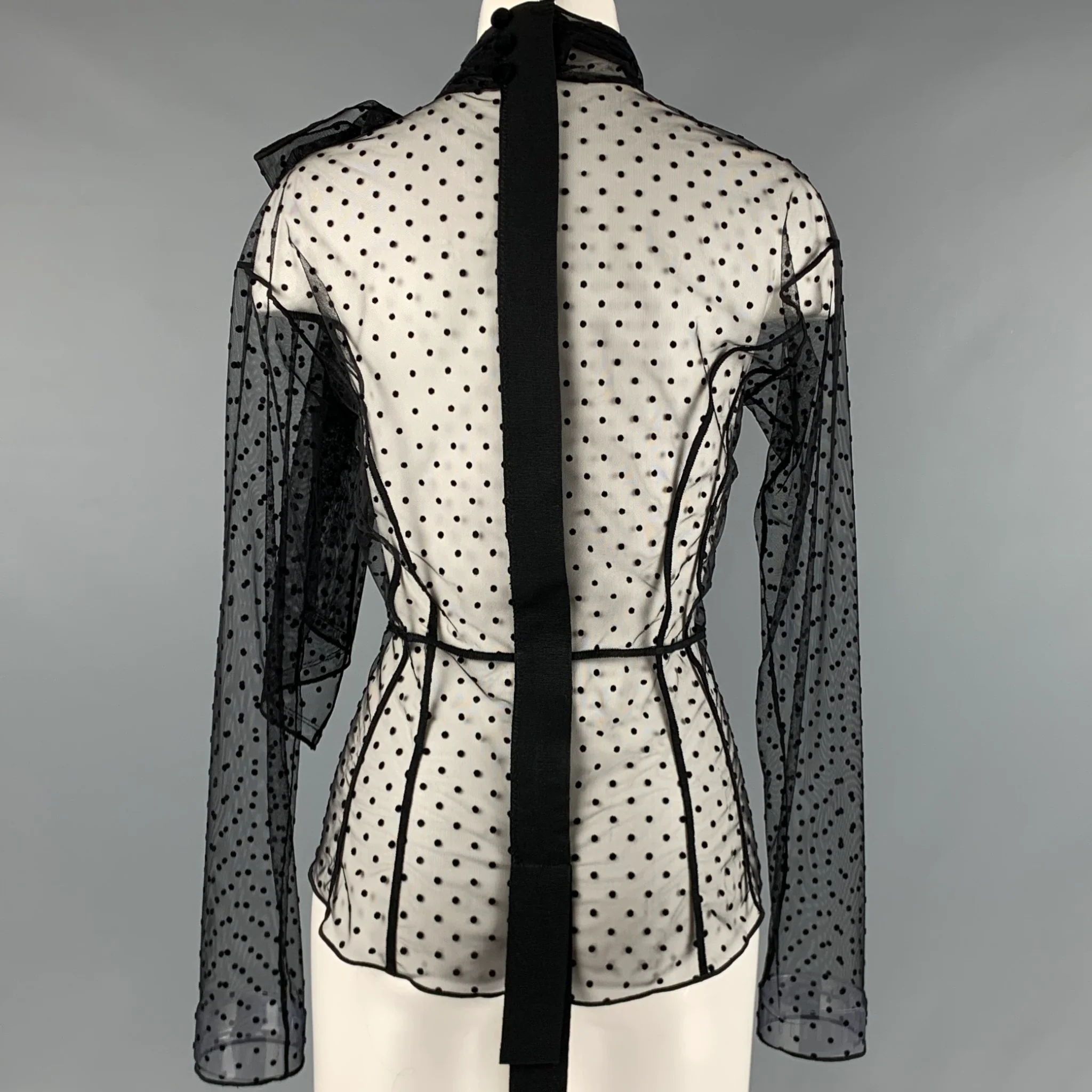 MARC JACOBS Size 2 Black Dots Bow Blouse - Image 4