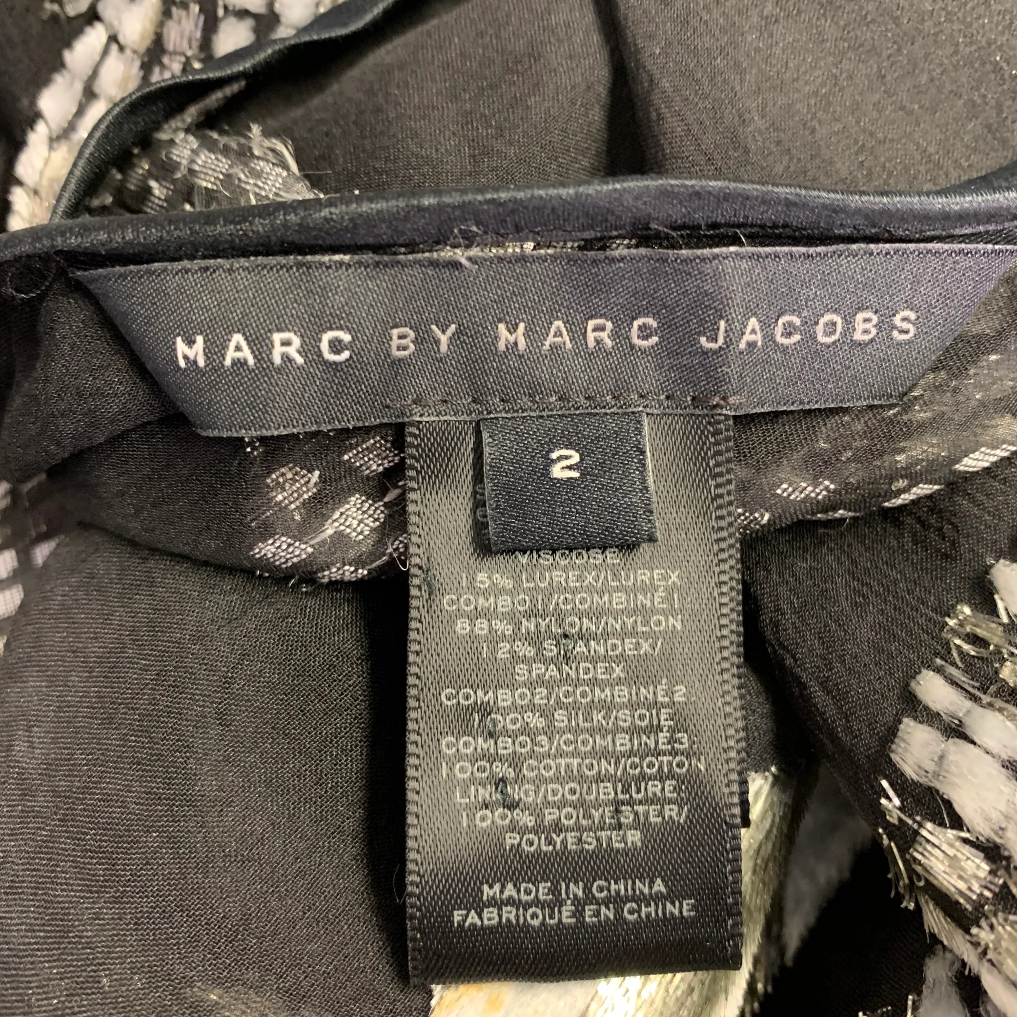 MARC JACOBS Size 2 Black Silver Silk Blend Jacquard Sleeveless Dress - Image 8