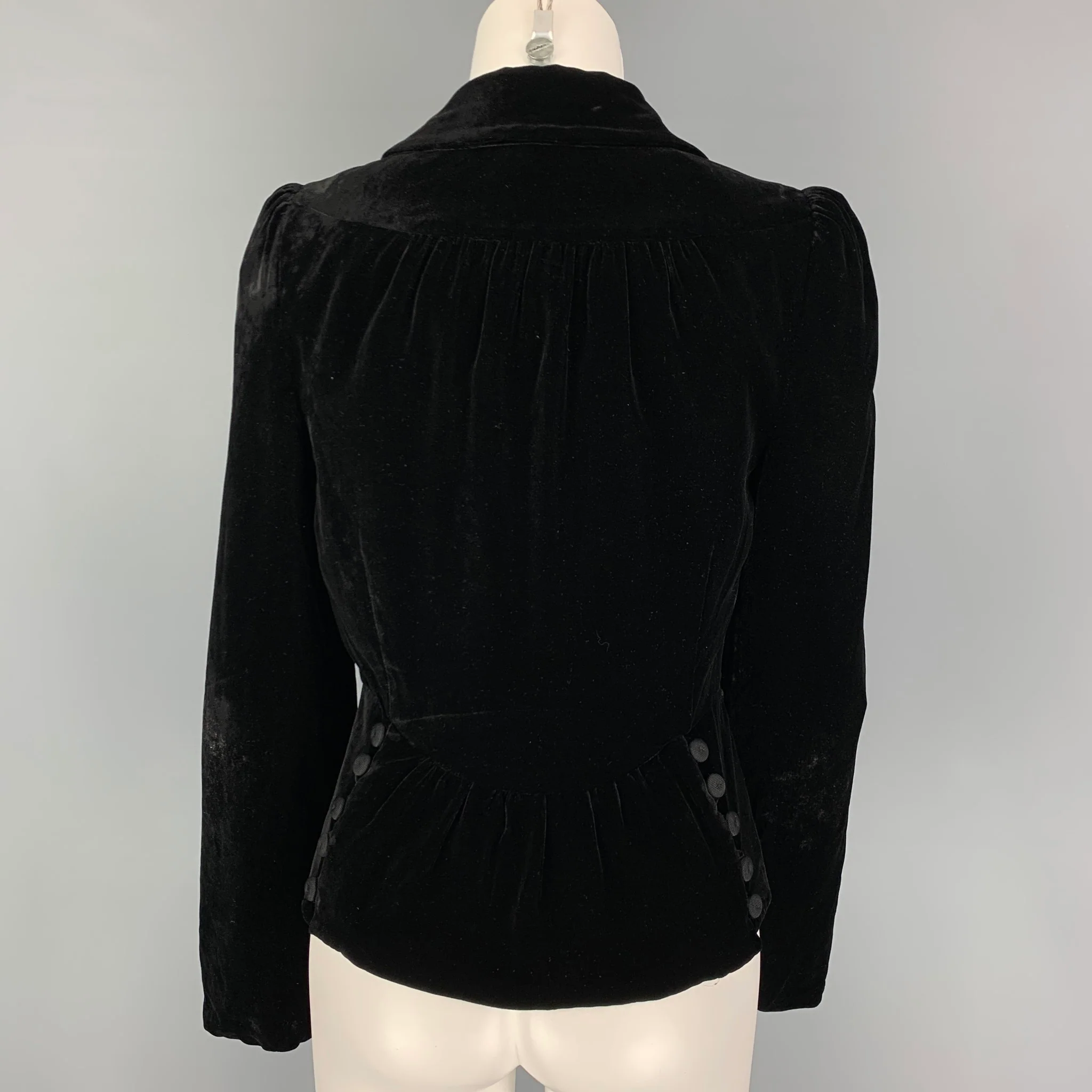 MARC JACOBS Size 2 Black Velvet Single Button Jacket - Image 3