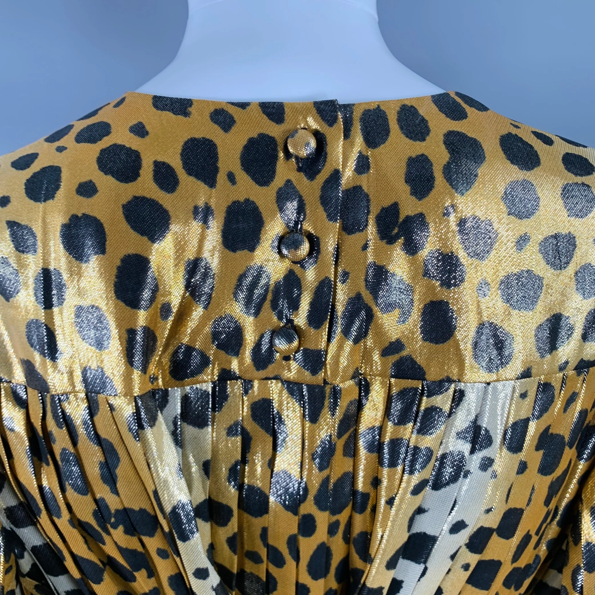 MARC JACOBS Size 4 Gold Black Silk Metallic Animal Print Pleated Dress - Image 5