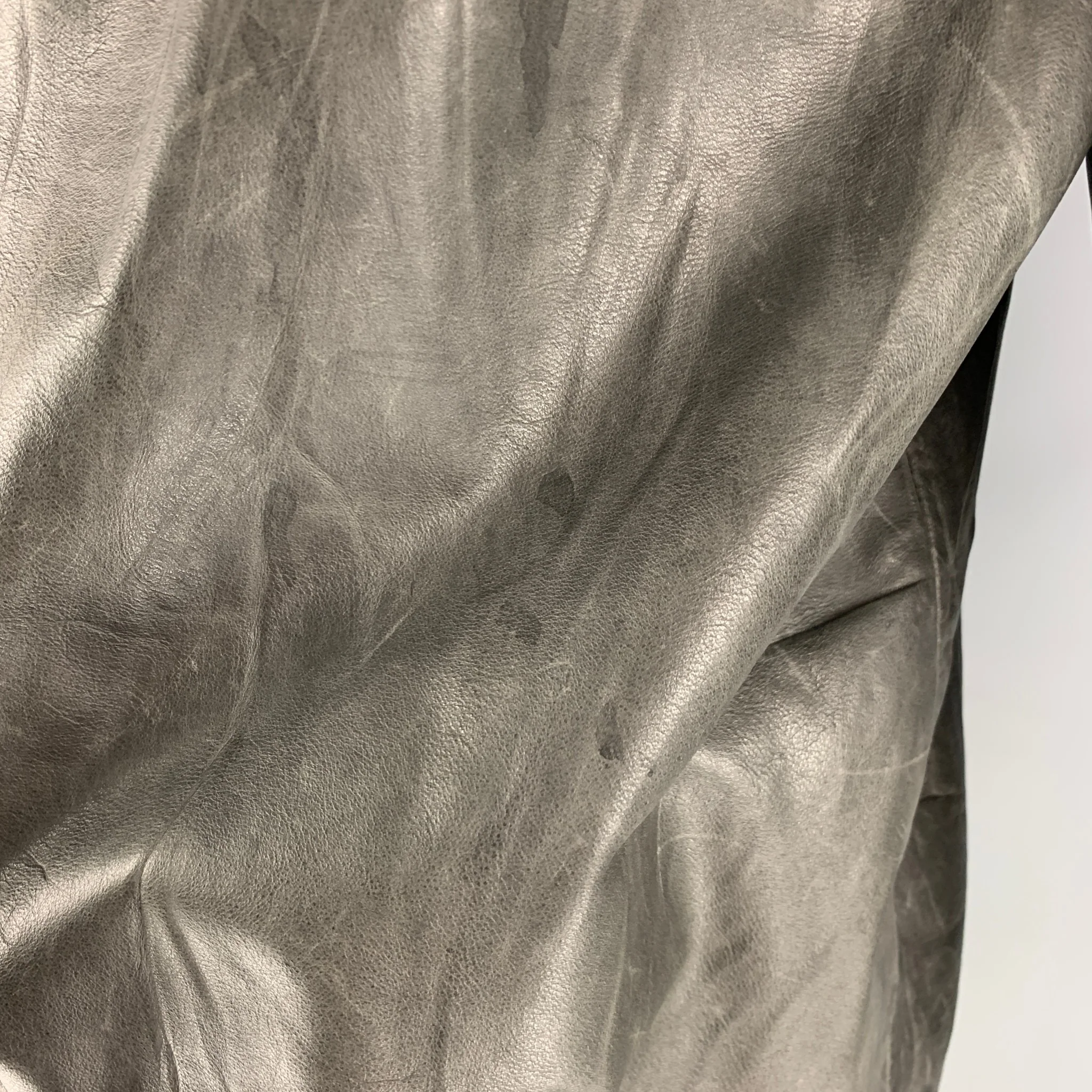 MARC JACOBS Size 40 Grey Leather Bomber Jacket - Image 5
