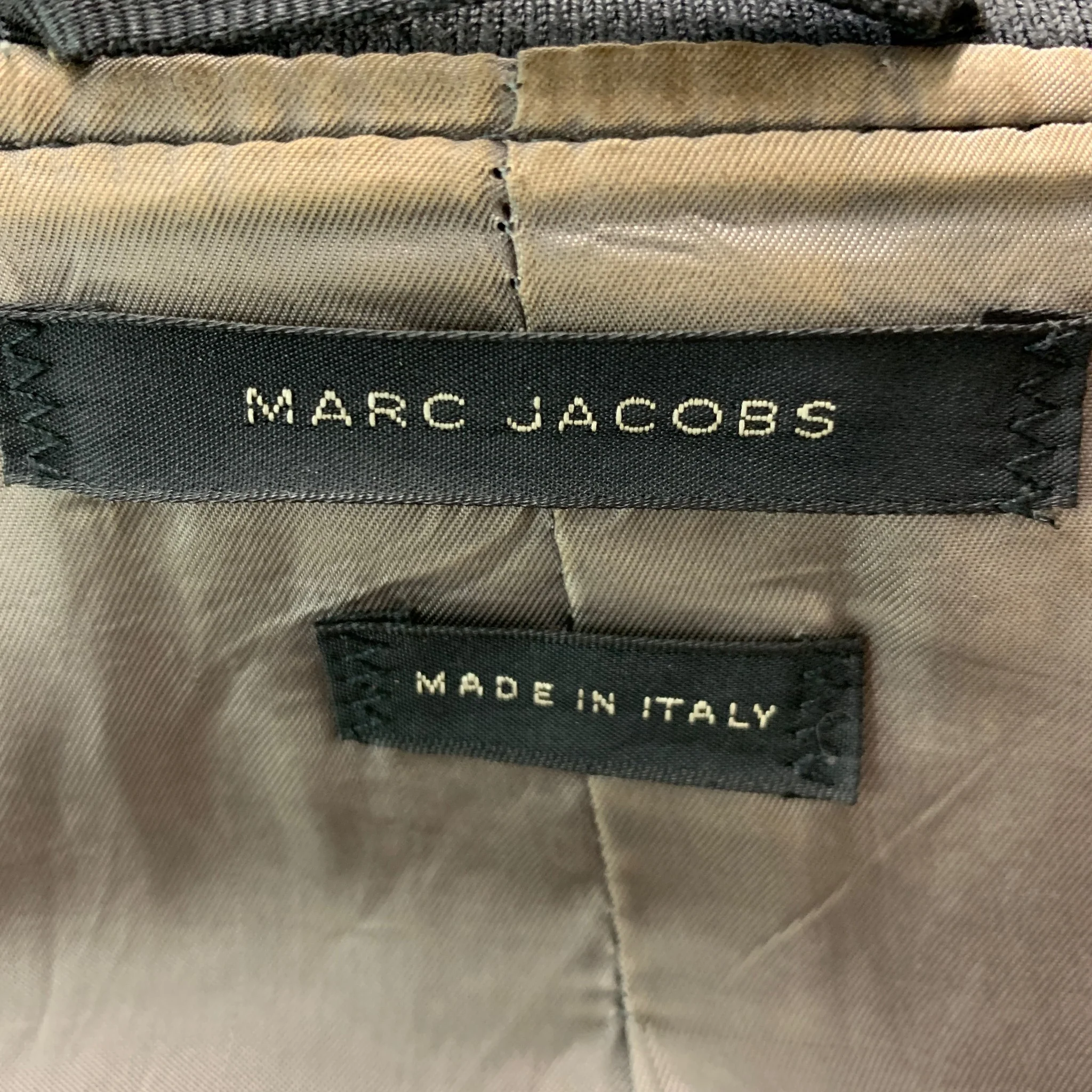 MARC JACOBS Size 40 Grey Leather Bomber Jacket - Image 8