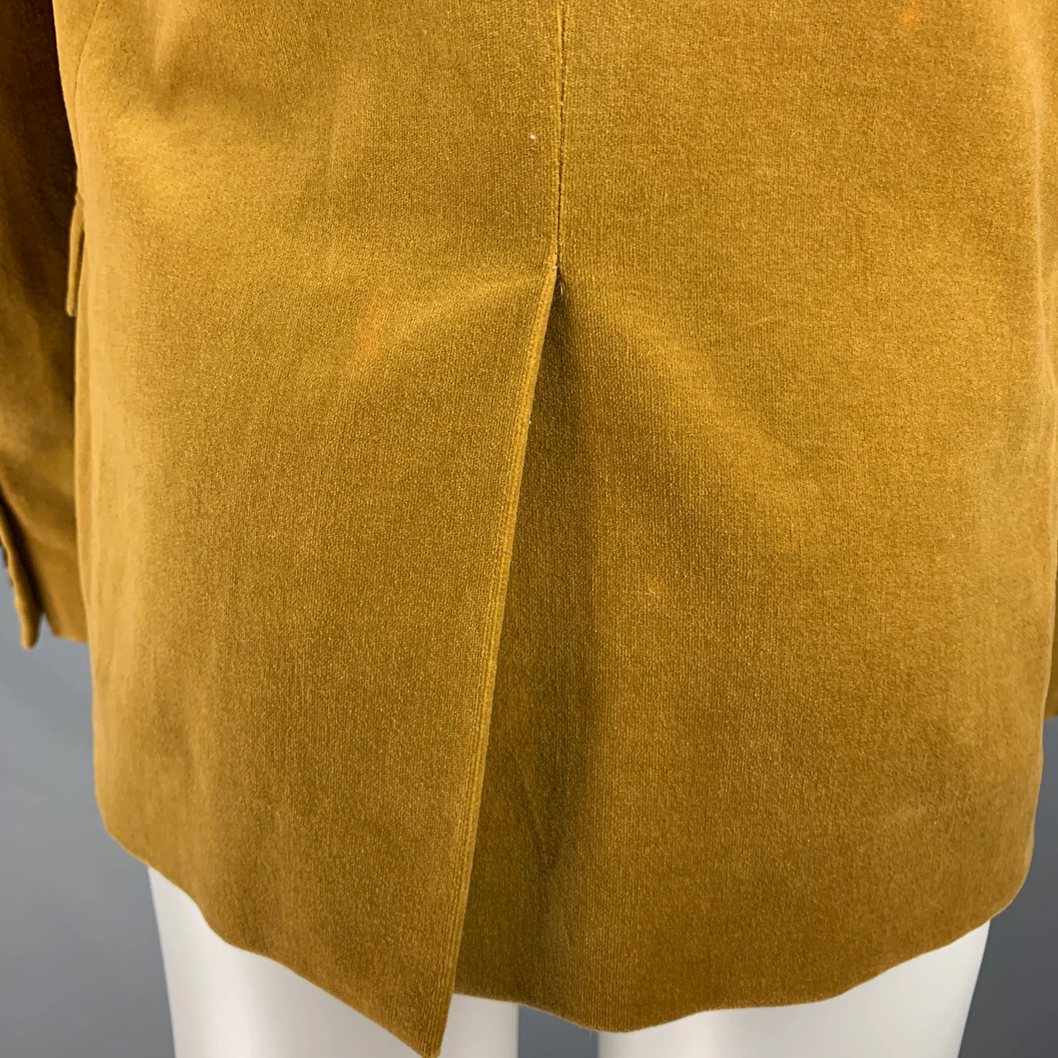 MARC JACOBS Size 40 Yellow Velvet Cotton Notch Lapel Sport Coat - Image 7