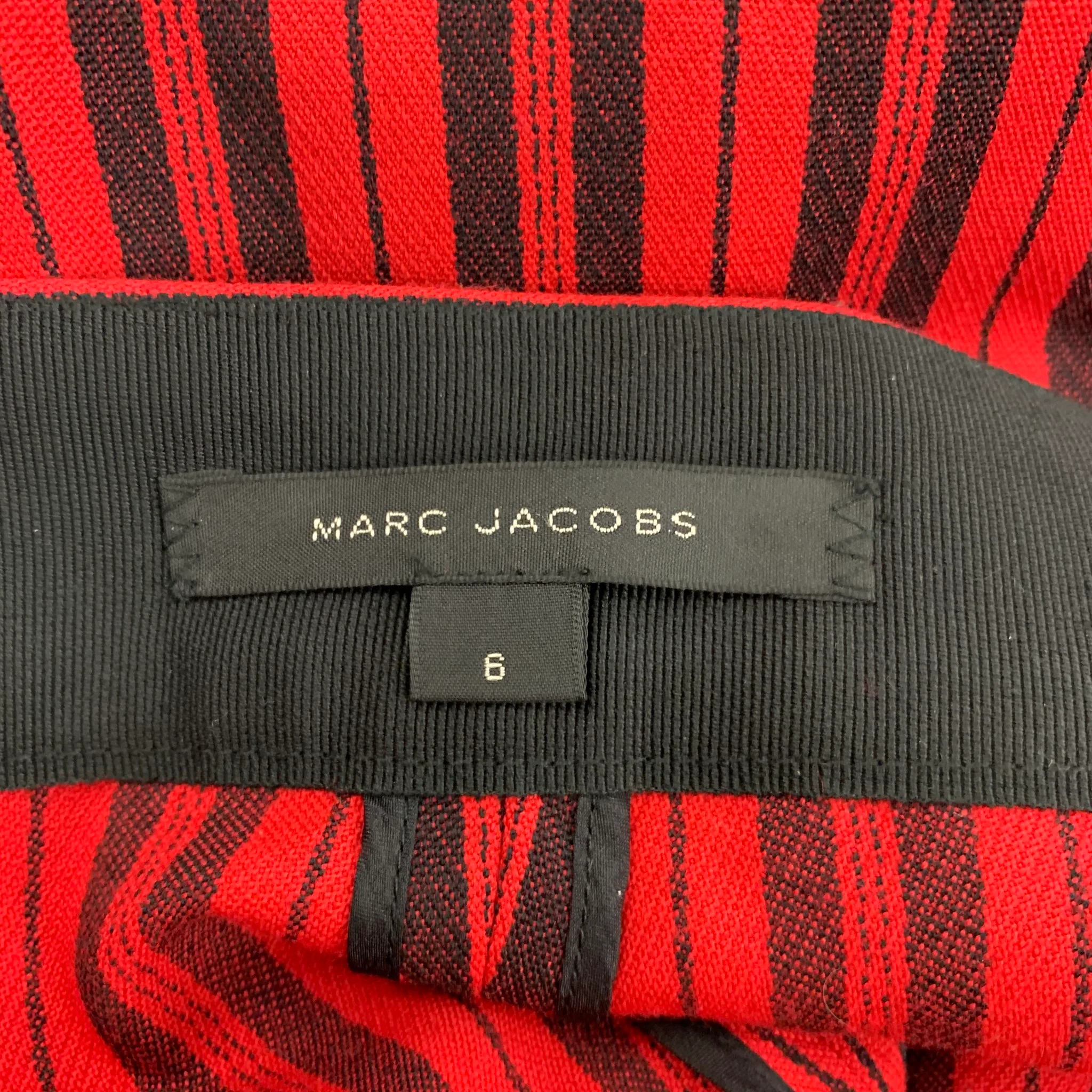 MARC JACOBS Size 6 Red Black Wool Stripe Zip Fly Dress Pants - Image 6