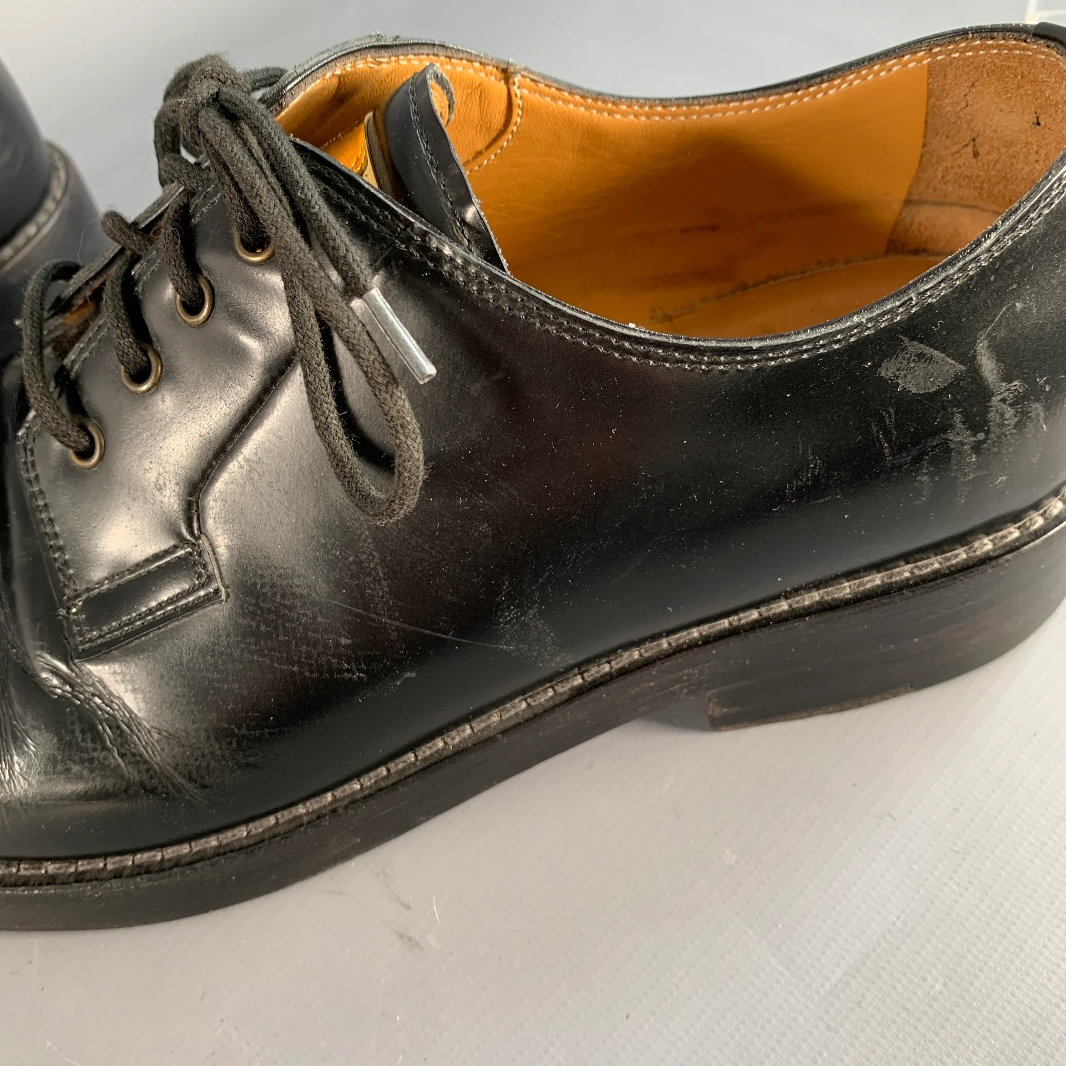 MARC JACOBS Size 8 Black Gold Leather Derby Lace-Up Shoes - Image 12