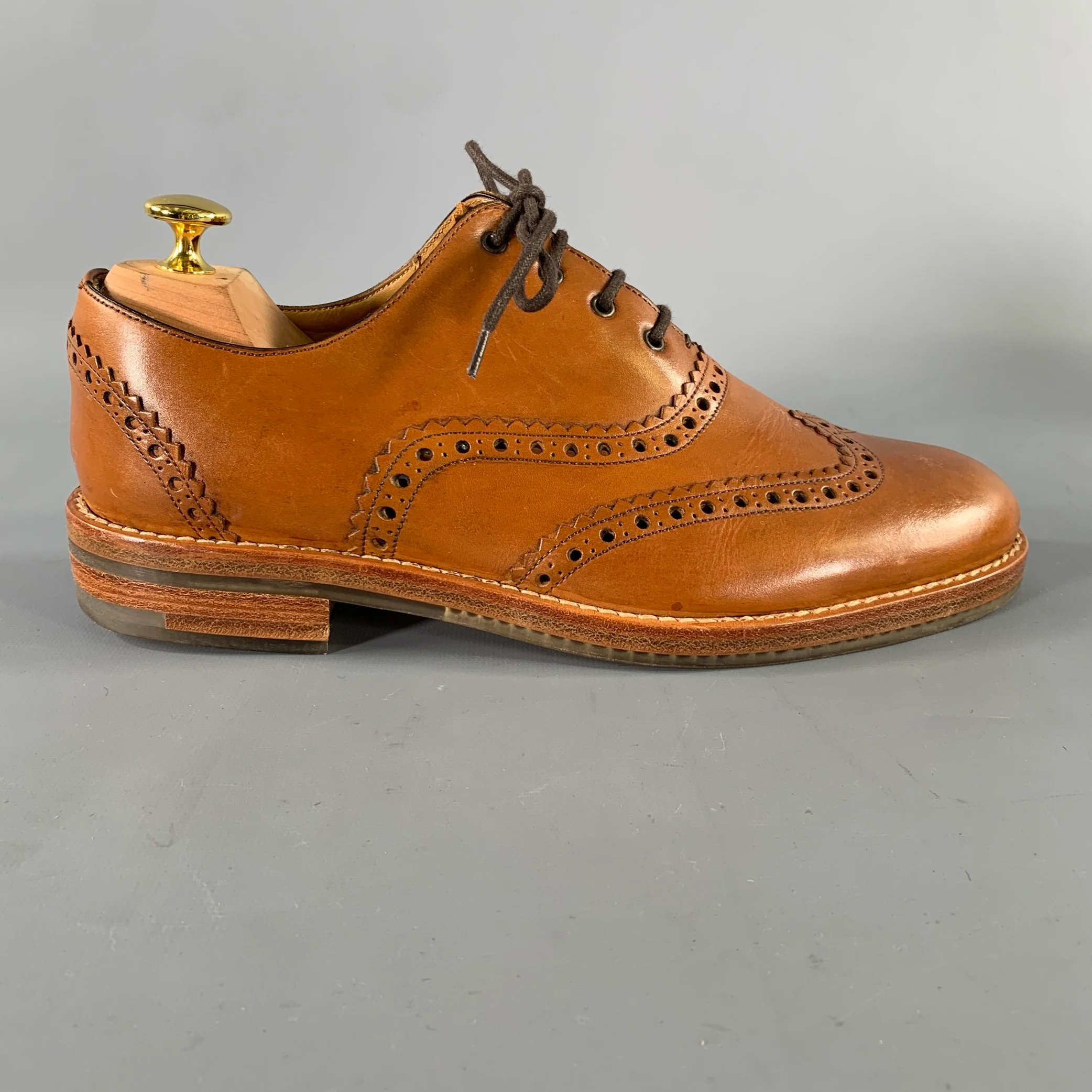 MARC JACOBS Size 8 Brown Window Pane Leather Wingtip Lace Up Shoes - Image 2