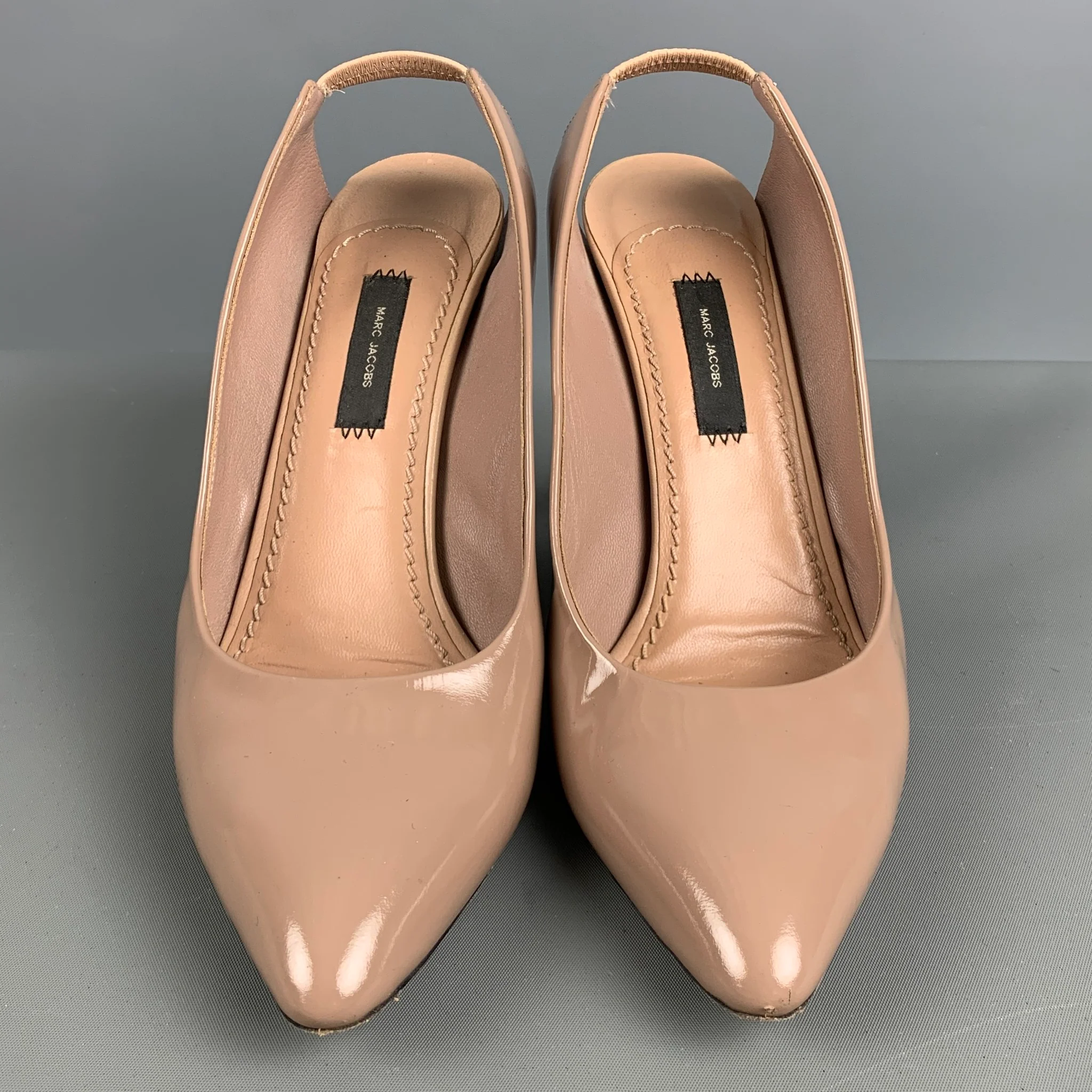 MARC JACOBS Size 8 Taupe Patent Leather Slingback Pumps - Image 3
