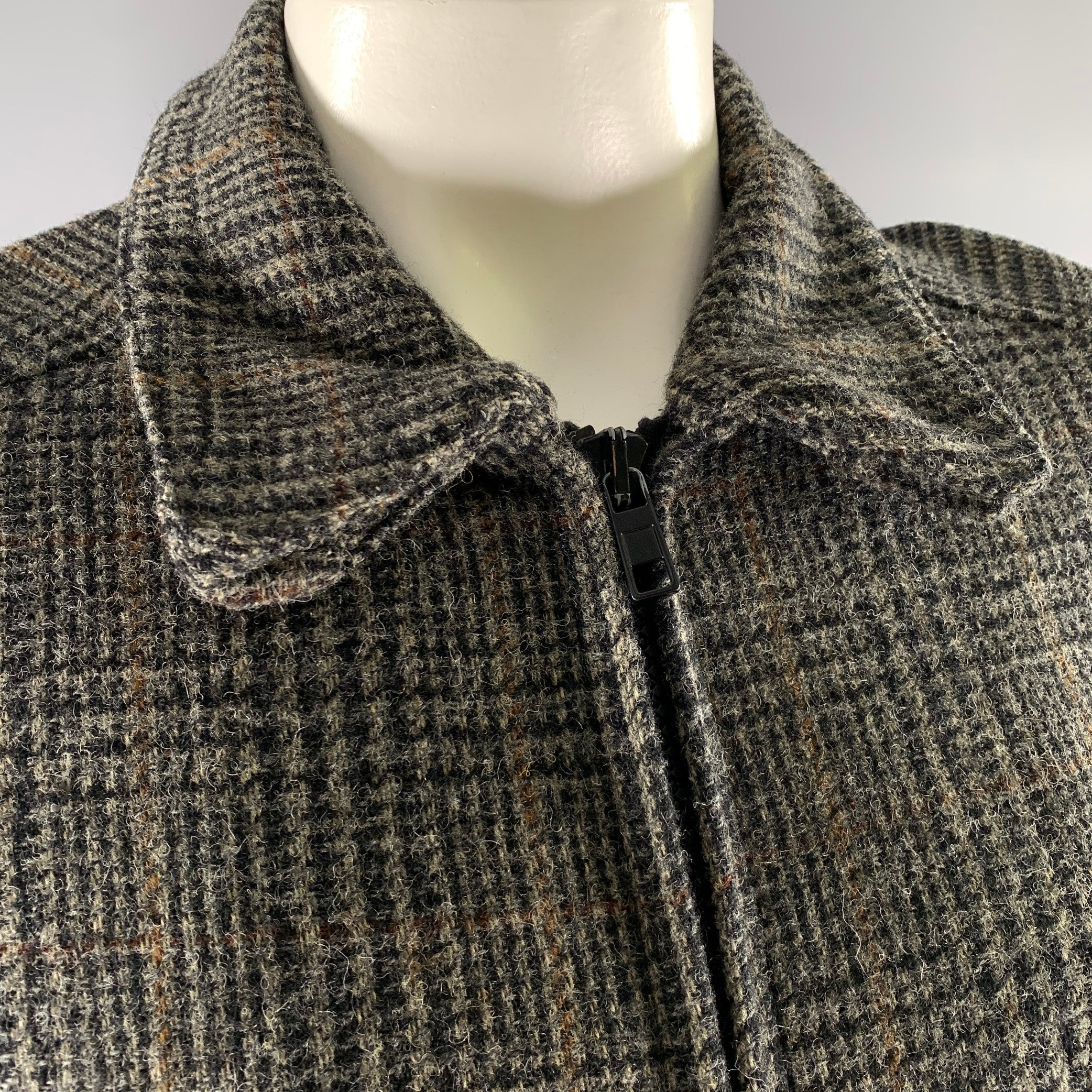 MARC JACOBS Size L Grey Black Glen Check Wool Zip Up Jacket - Image 2