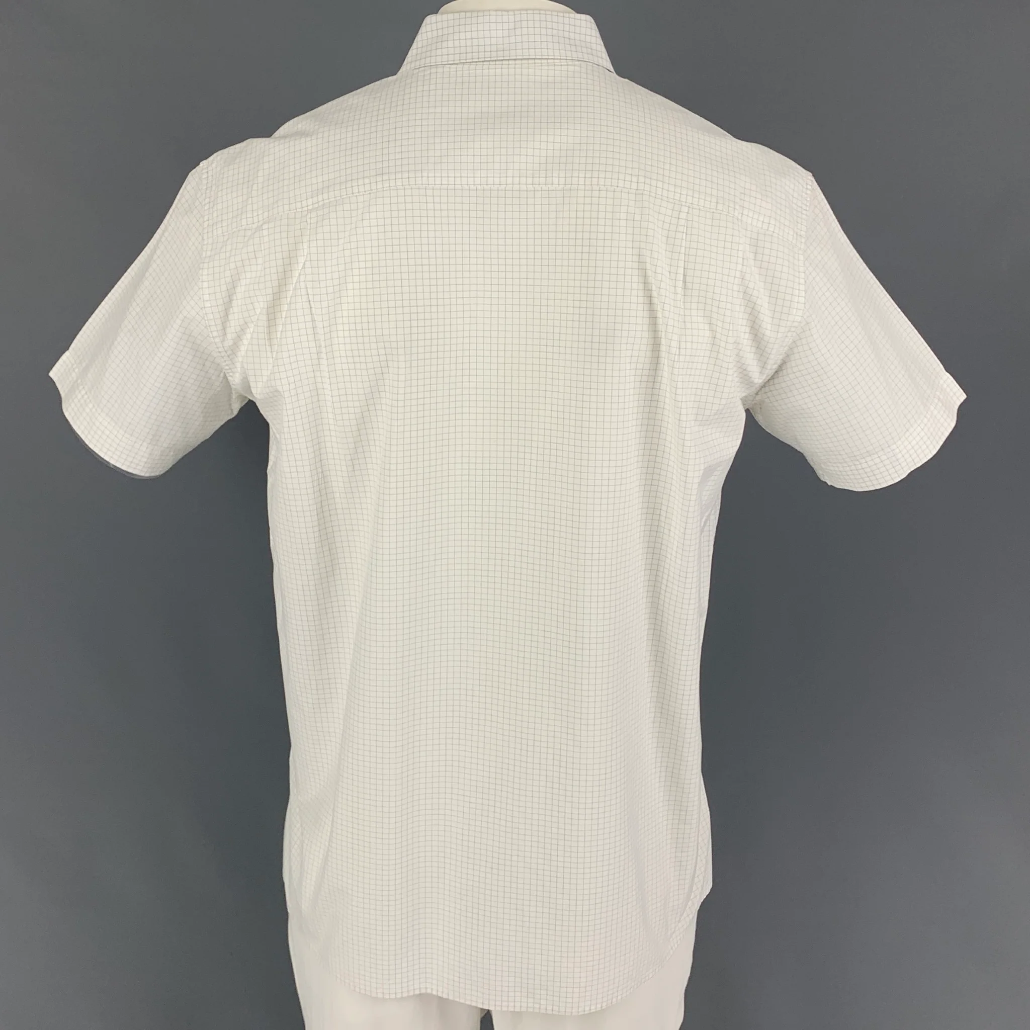 MARC JACOBS Size M White Window Pane Cotton Button Up Short Sleeve Shirt - Image 3