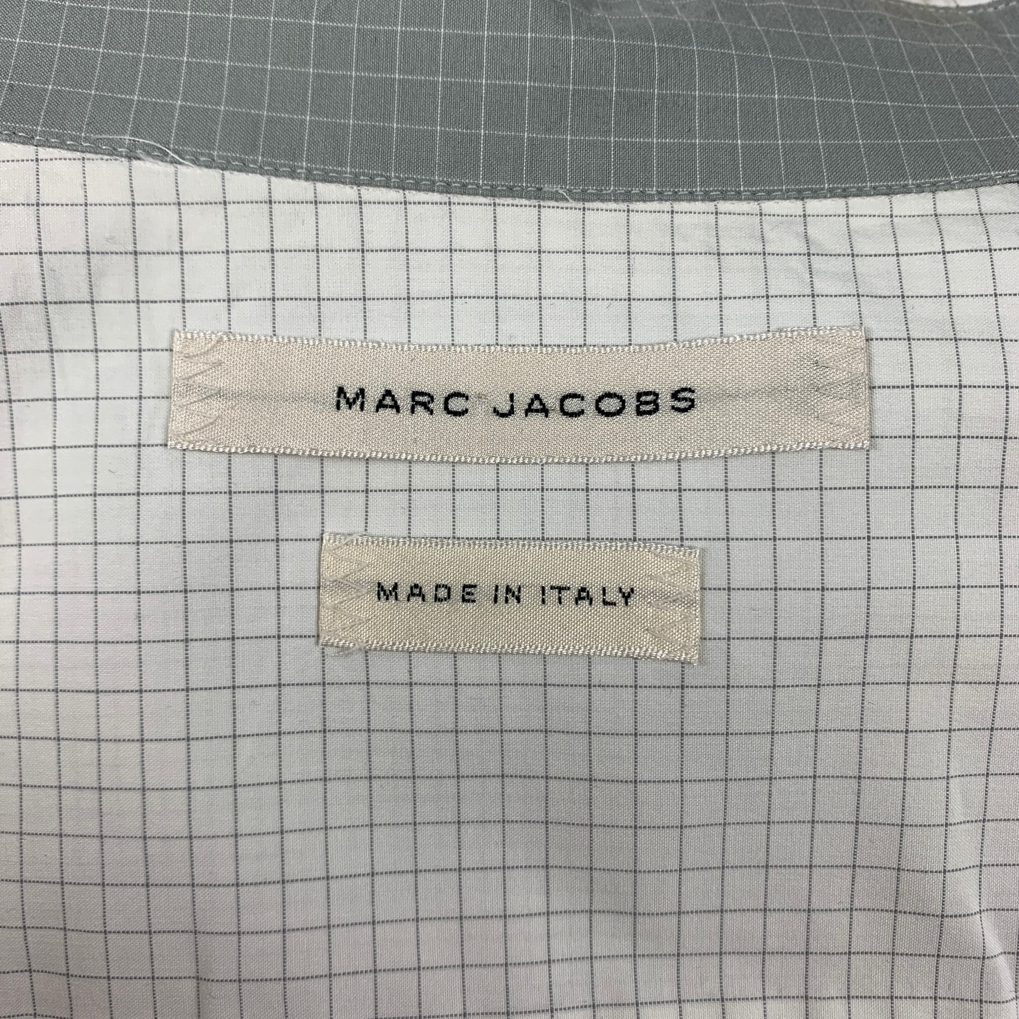 MARC JACOBS Size M White Window Pane Cotton Button Up Short Sleeve Shirt - Image 5