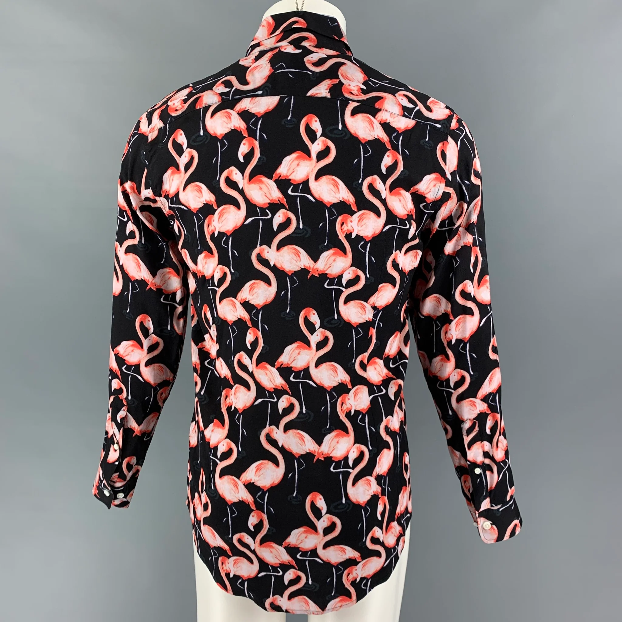 MARC JACOBS Size S Black Pink Print Viscose Button Up Long Sleeve Shirt - Image 4