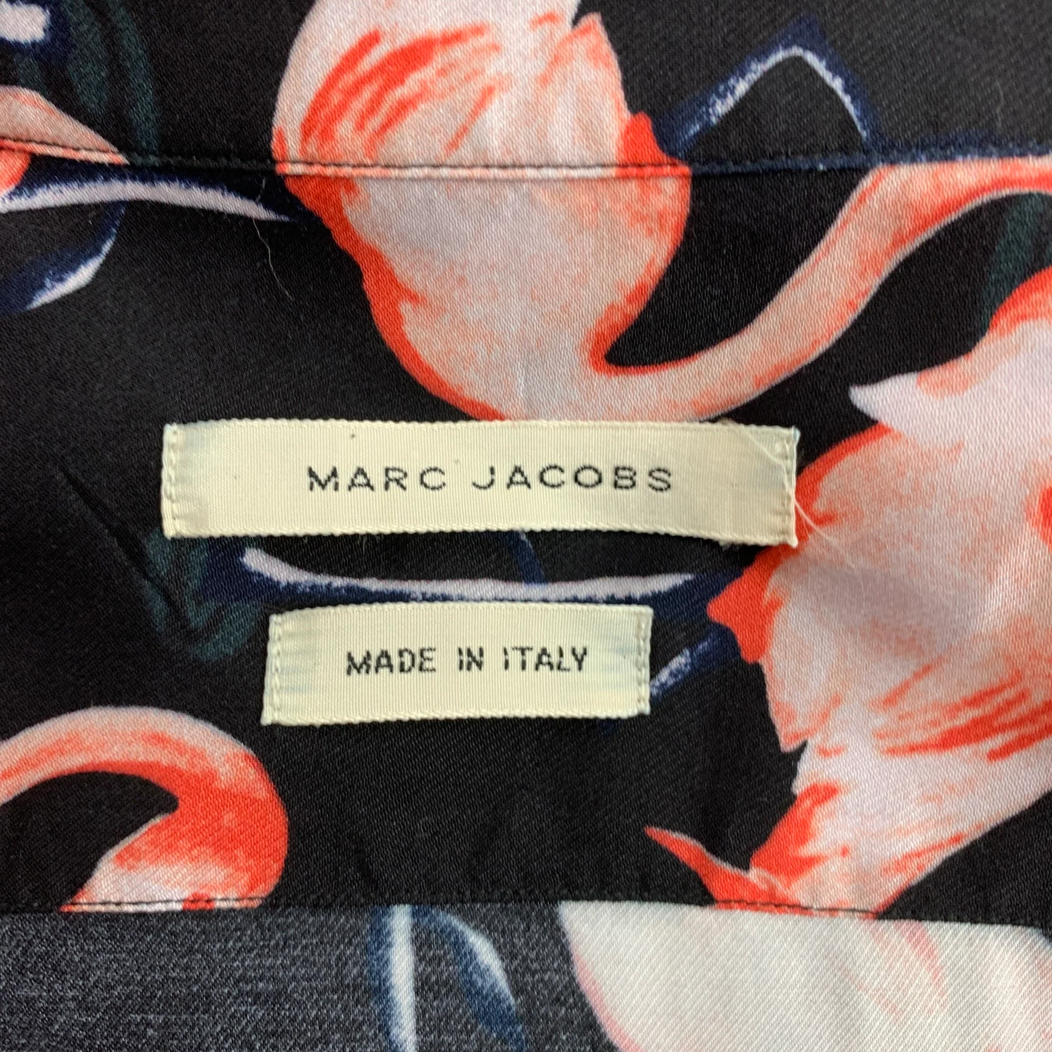 MARC JACOBS Size S Black Pink Print Viscose Button Up Long Sleeve Shirt - Image 7