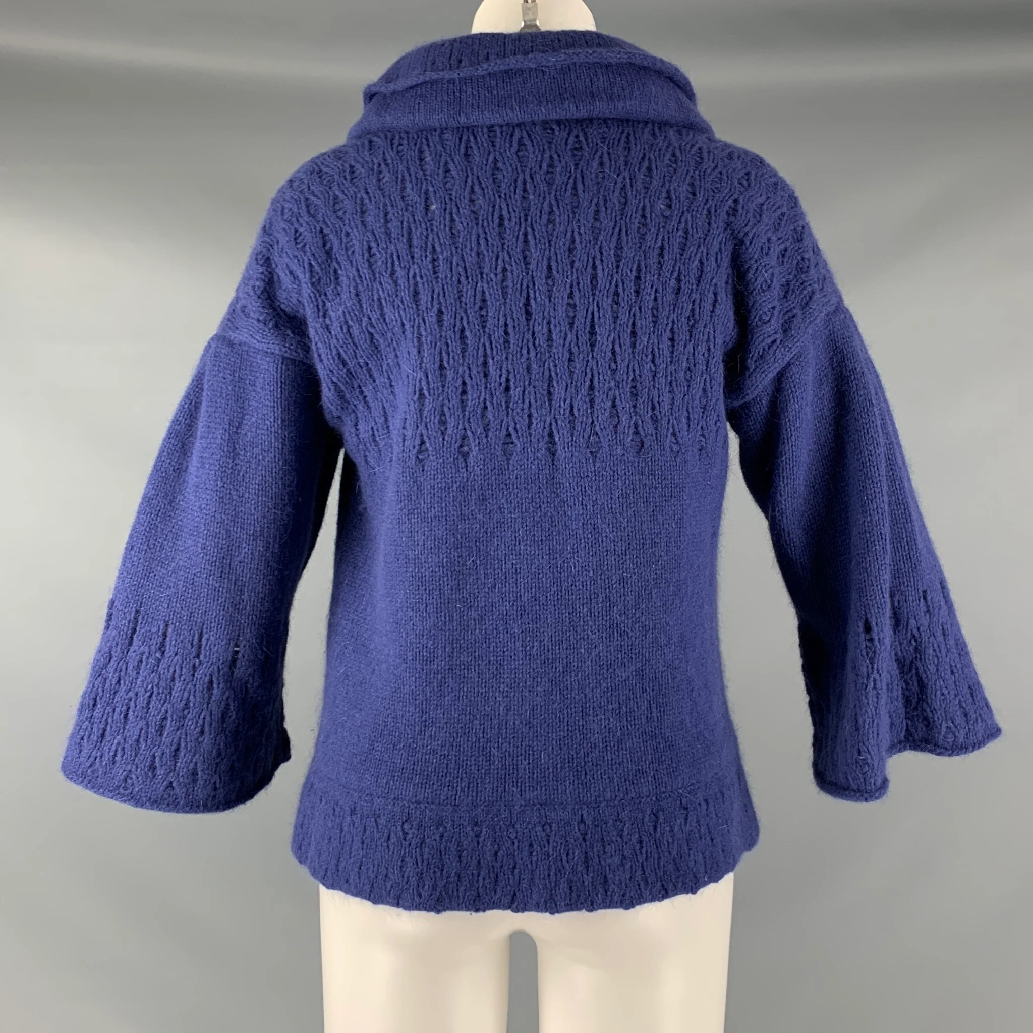 MARC JACOBS Size S Blue Lambswool Angora Textured Jacket - Image 3