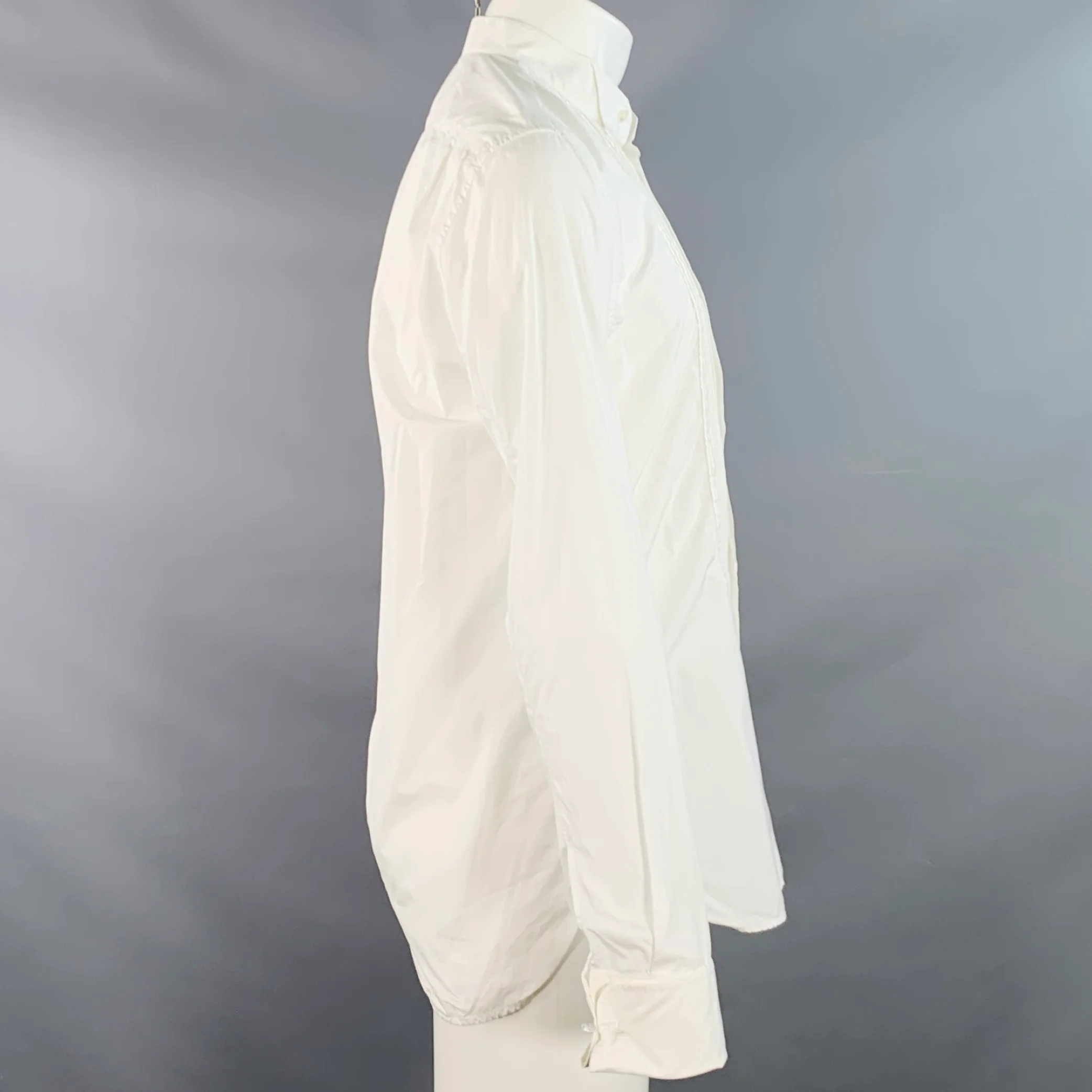 MARC JACOBS Size S White Cotton Wingtip Pleated Bib French Cuffs Tuxedo Long Sleeve Shirt - Image 3