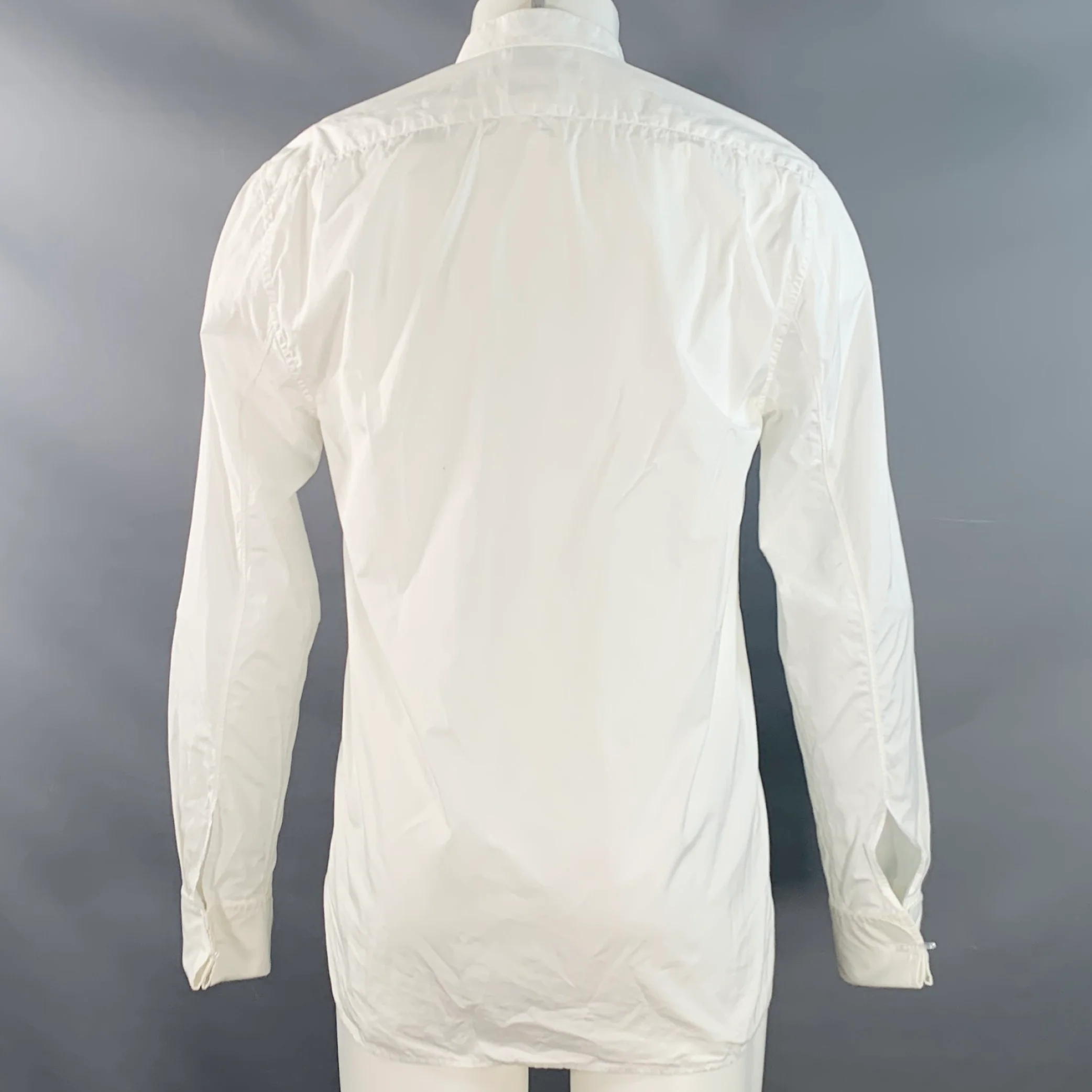 MARC JACOBS Size S White Cotton Wingtip Pleated Bib French Cuffs Tuxedo Long Sleeve Shirt - Image 4