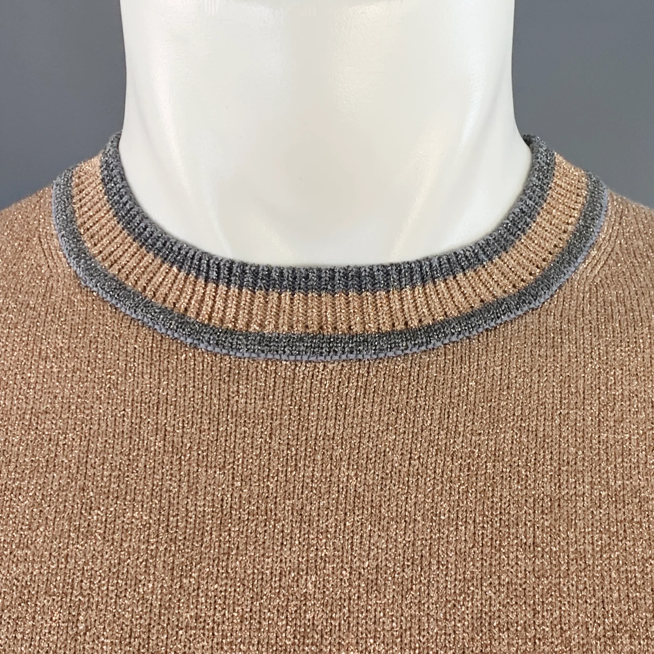 MARC JACOBS Size XS Rose Grey Metallic Viscose Blend Crew Neck Pullover - Image 2