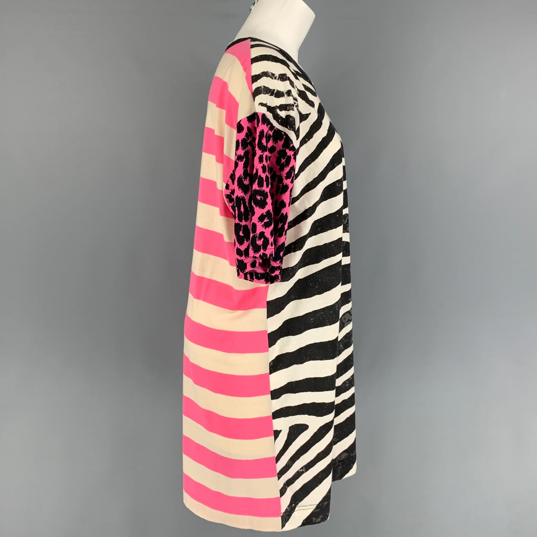 MARC JACOBS Size XS White Black Pink Jersey Animal Print T-Shirt Dress - Image 2