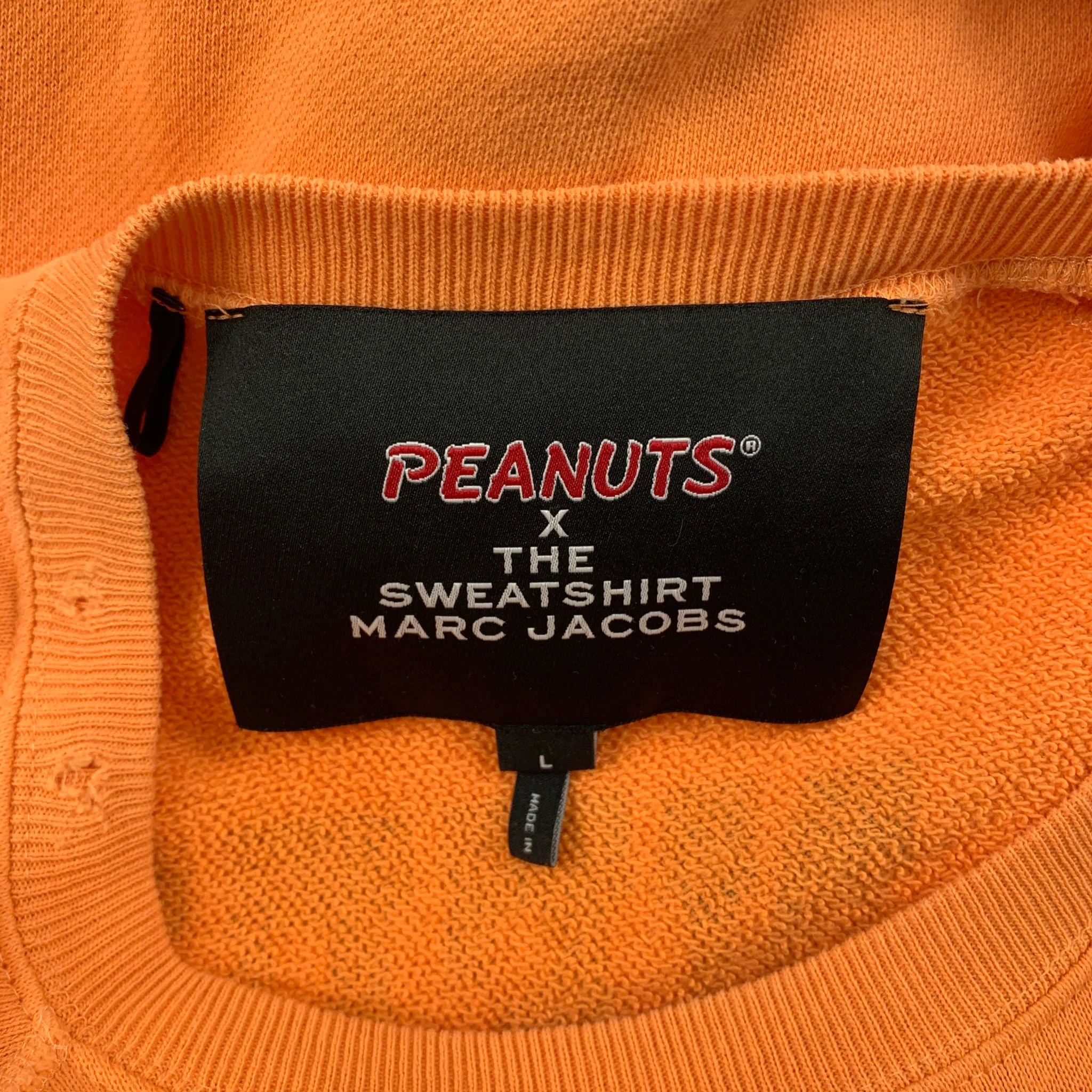 MARC JACOBS x PEANUTS Size L Orange Black Graphic Cotton Crew-Neck Sweatshirt - Image 5